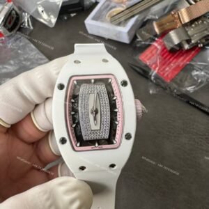 Super Clone Richard Mille RM 07-01 White Ceramic Pink Diamond 1:1 Replica Watch