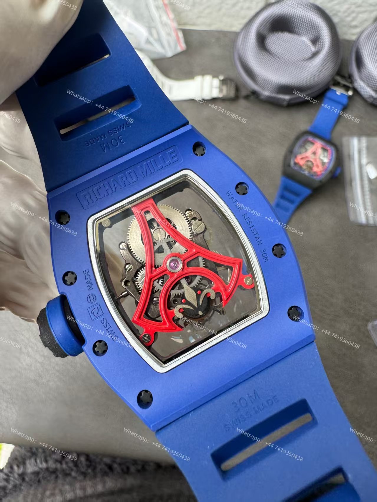 Super Clone Richard Mille RM52-03 Blue Ceramic Paris Saint-Germain Skeleton Tourbillon 1:1 Replica Watch