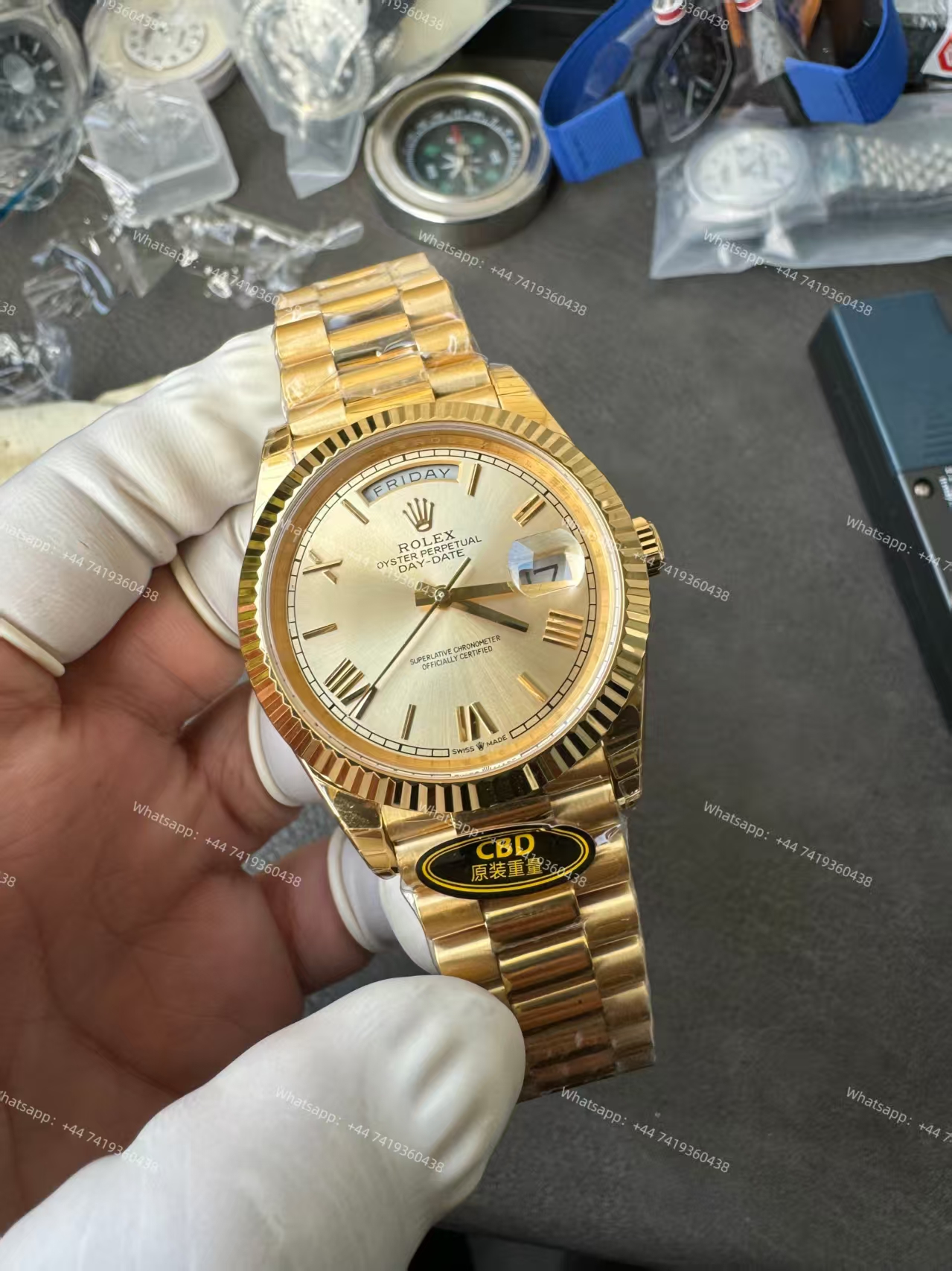 Rolex Day-Date M228238-0006 Gold dial Presidential bracelet 3255 Movement  (40mm) Best Super Clone