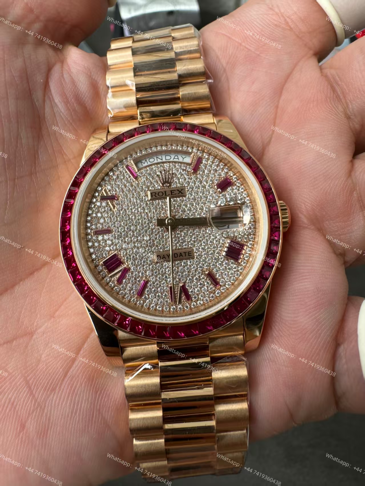 Rolex Day-Date 228398TRU Ruby and Moissanite Diamond Dial and Bezel 3255 Movement (40mm) Best Super Clone