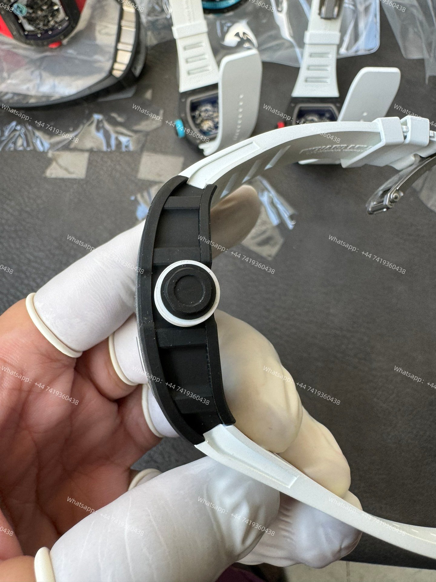 Super Clone Richard Mille RM 055 Carbon TPT White Rubber Strap 1:1 Replica Watch