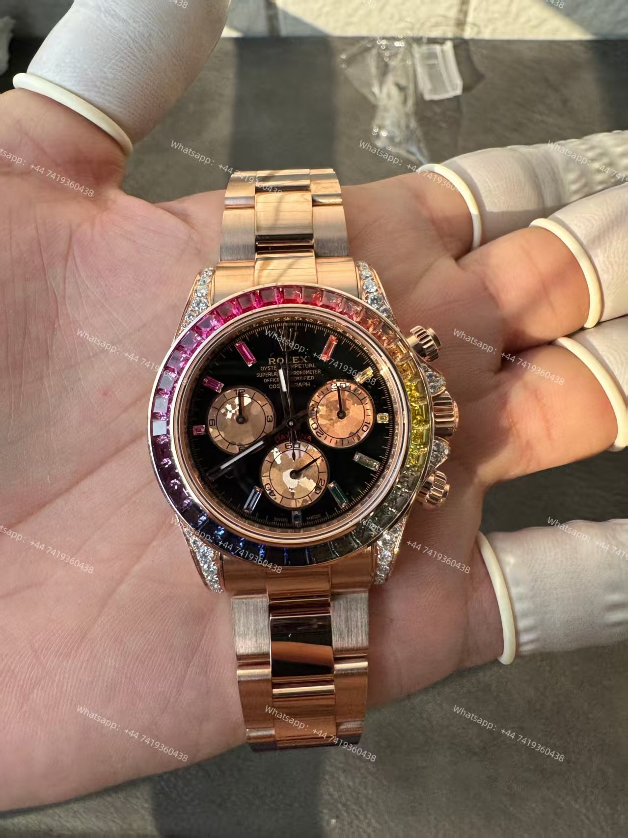 Rolex Super Clone Rainbow Daytona 1:1 Replica Watch – 18K Rose Gold