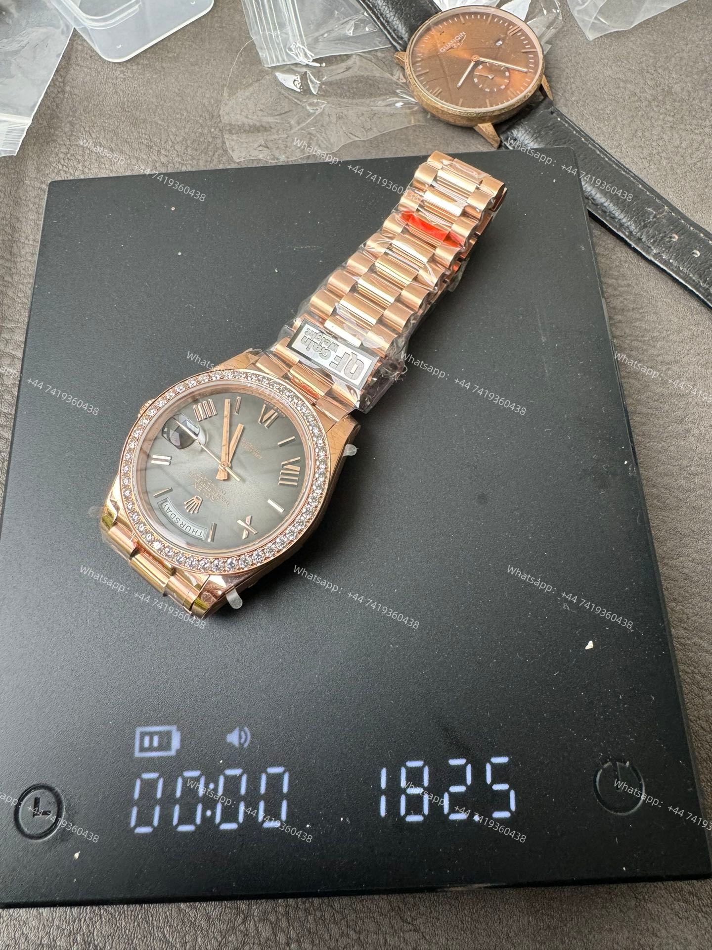 Rolex Day-Date m228345rbr-0025 Gradient slate gray dial Mossanite bezel Presidential bracelet 3255 Movement (40mm) Best Super Clone