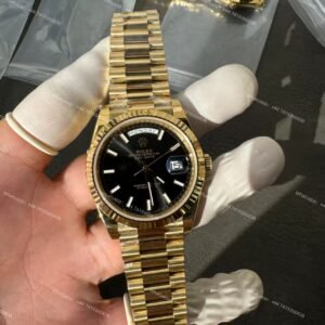 Rolex Day-Date M228238-0067 1:1 Replica Gold Black Dial 40MM 3255 Movement Presidential Bracelet Super Clone Watch