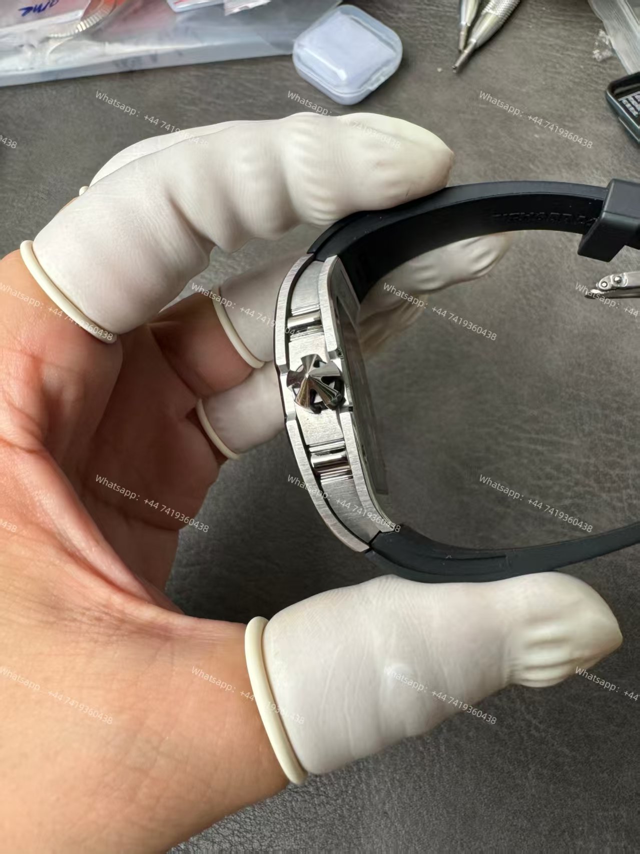 Super Clone Richard Mille RM 67-01 Titanium Skeleton Pink Velcro Strap