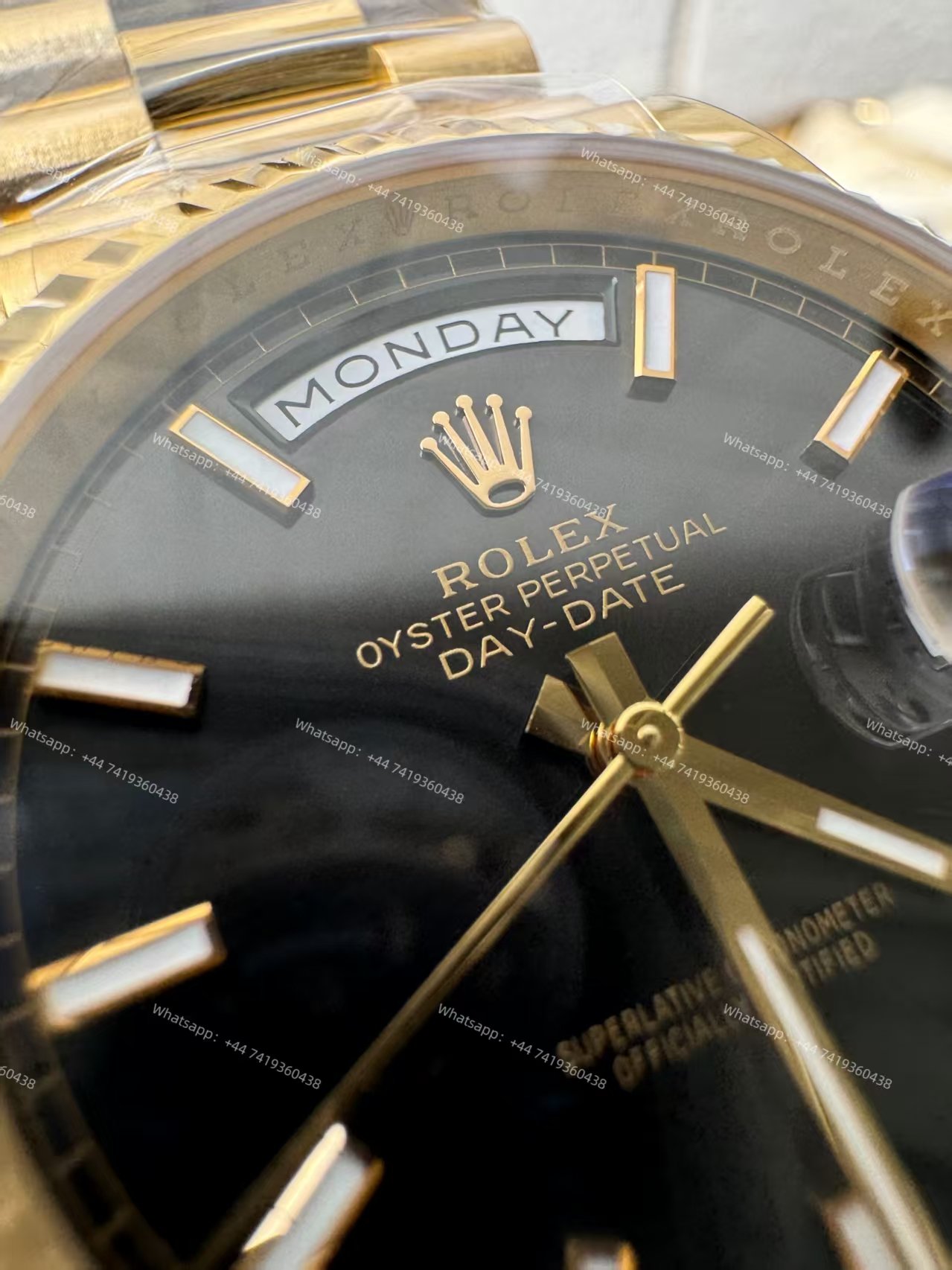 Rolex Day-Date M228238-0067 1:1 Replica Gold Black Dial 40MM 3255 Movement Presidential Bracelet Super Clone Watch