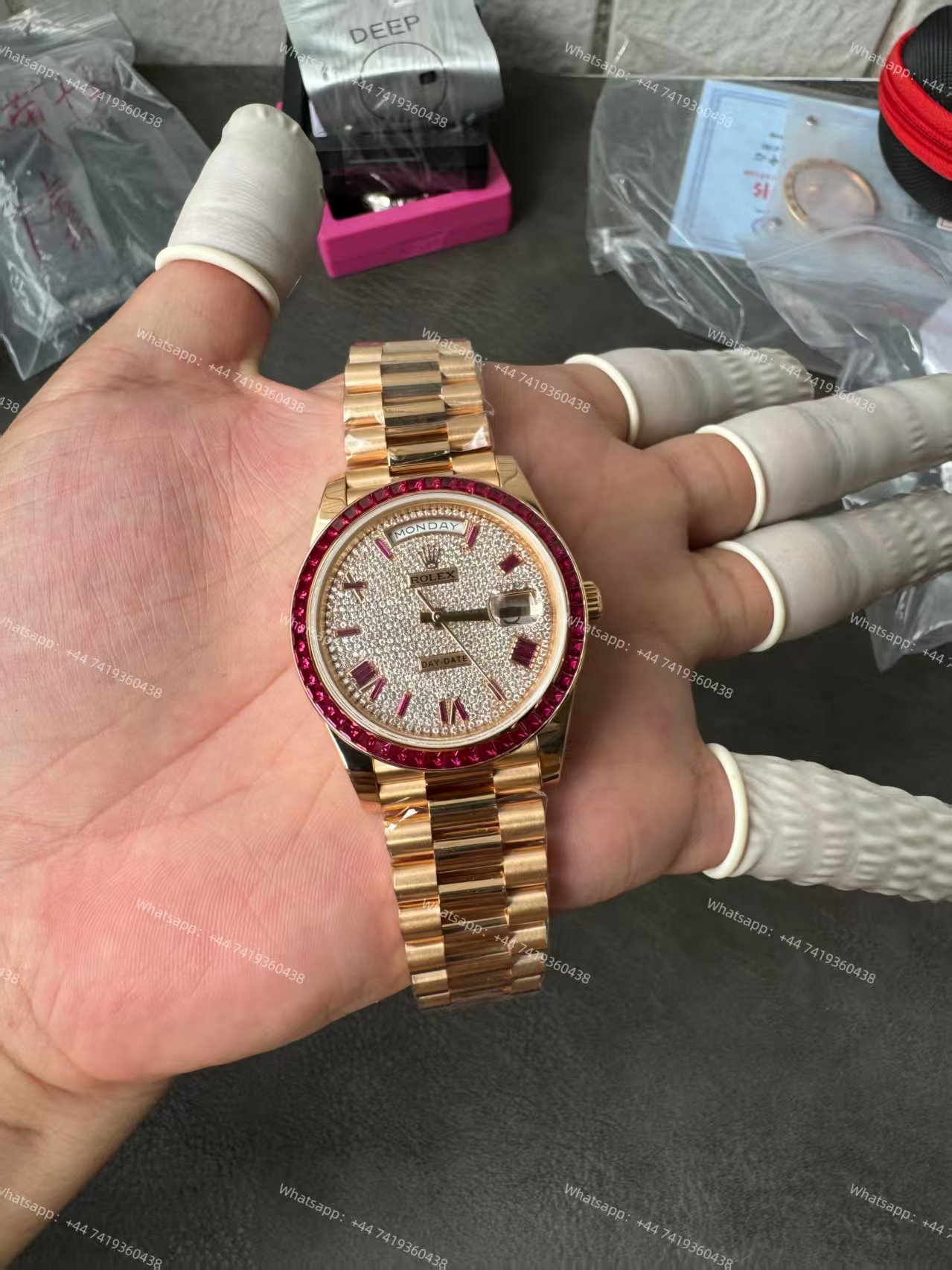 Rolex Day-Date 228398TRU Ruby and Moissanite Diamond Dial and Bezel 3255 Movement (40mm) Best Super Clone