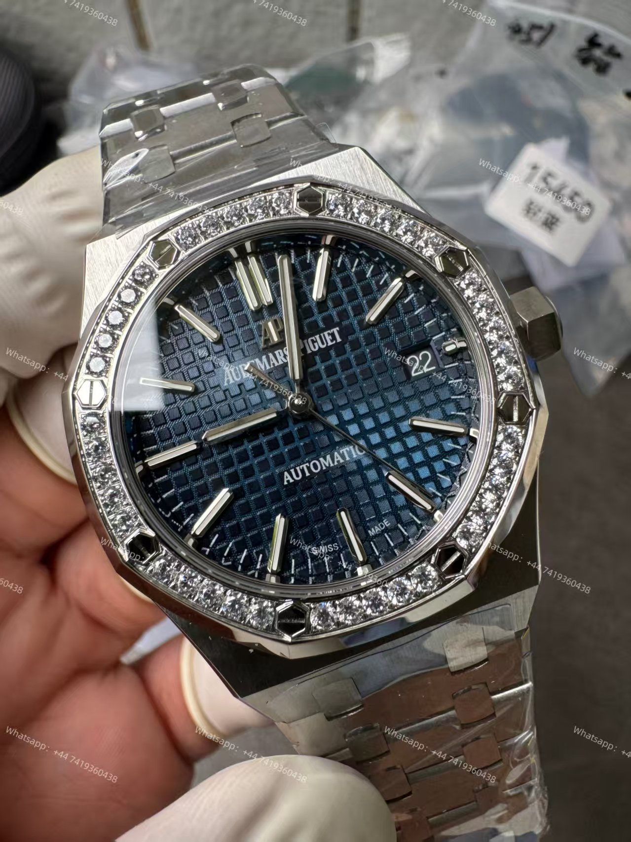 Audemars Piguet Super Clone Royal Oak 15451ST Diamond-Set Bezel Blue Dial 37MM