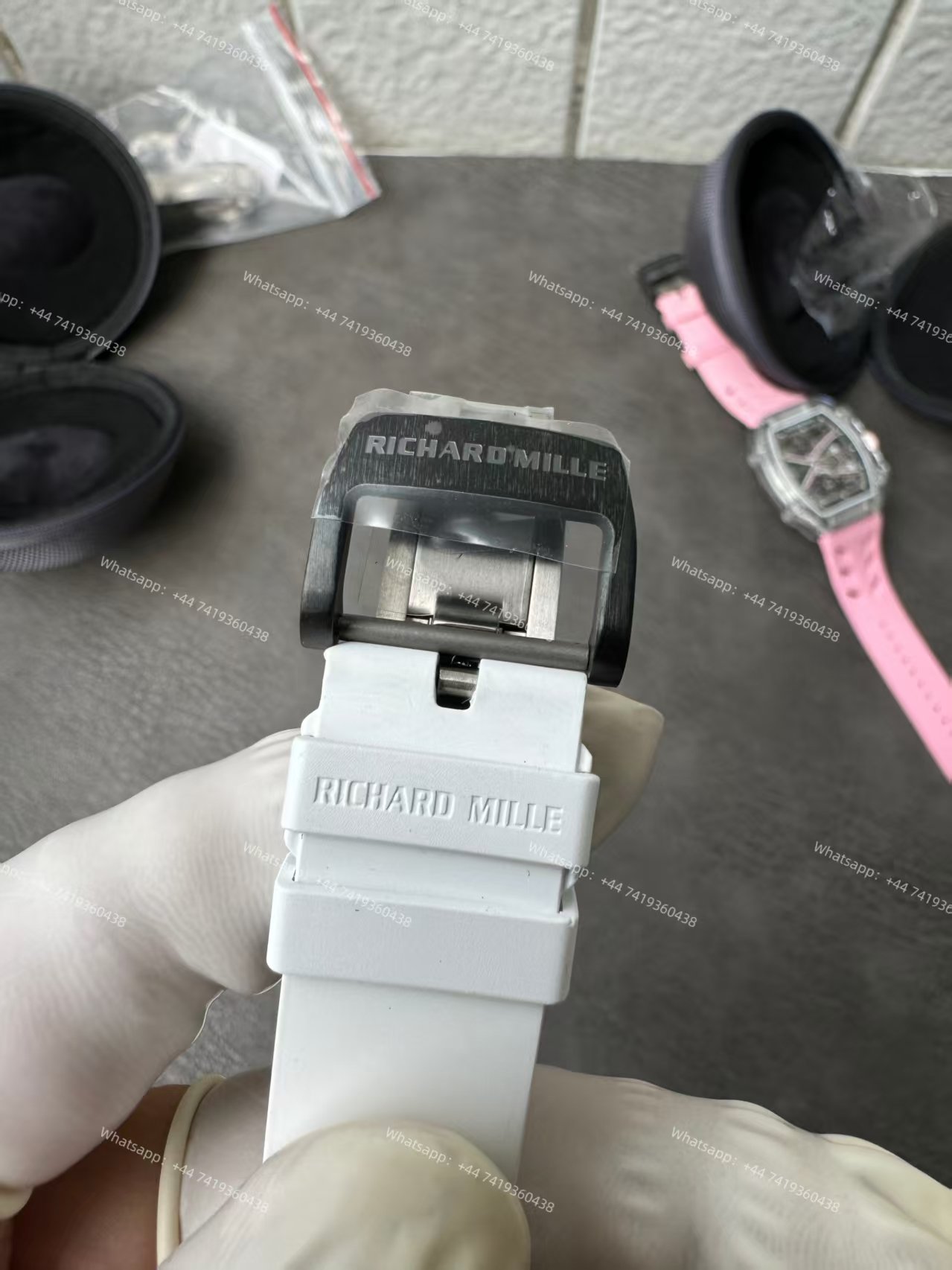 Super Clone Richard Mille RM67-02 Sapphire Crystal Skeleton Tourbillon 1:1 Replica Watch with White Rubber Strap