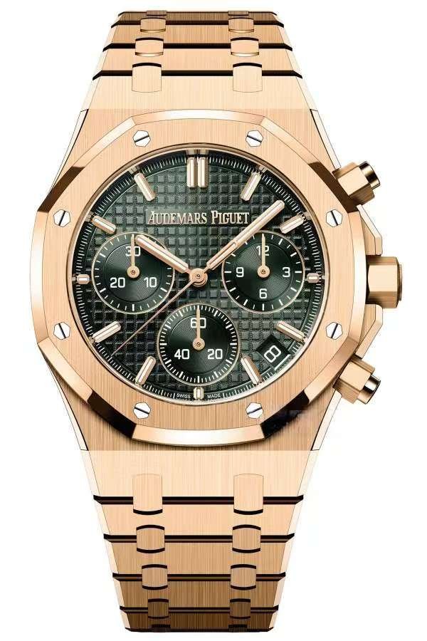 Audemars Piguet Super Clone Royal Oak Rose Gold Green Dial 26240 Chronograph 41mm Cal.4401