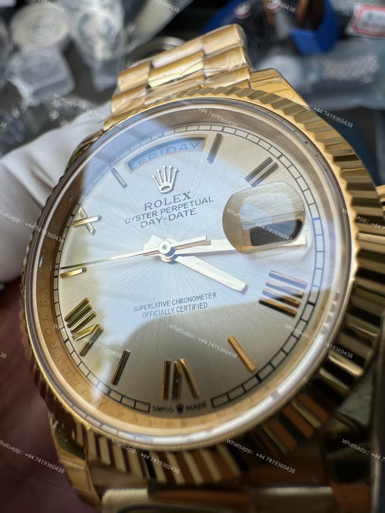 Rolex Day-Date M228238-0006 Gold dial Presidential bracelet 3255 Movement  (40mm) Best Super Clone
