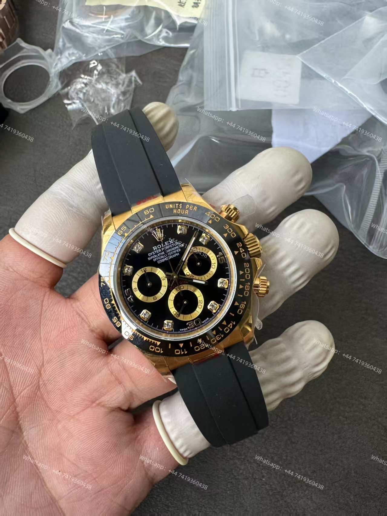 Rolex Daytona 1:1 Replica – M116518LN-0078 Black Diamond Dial 18K Gold 4130 Super Clone