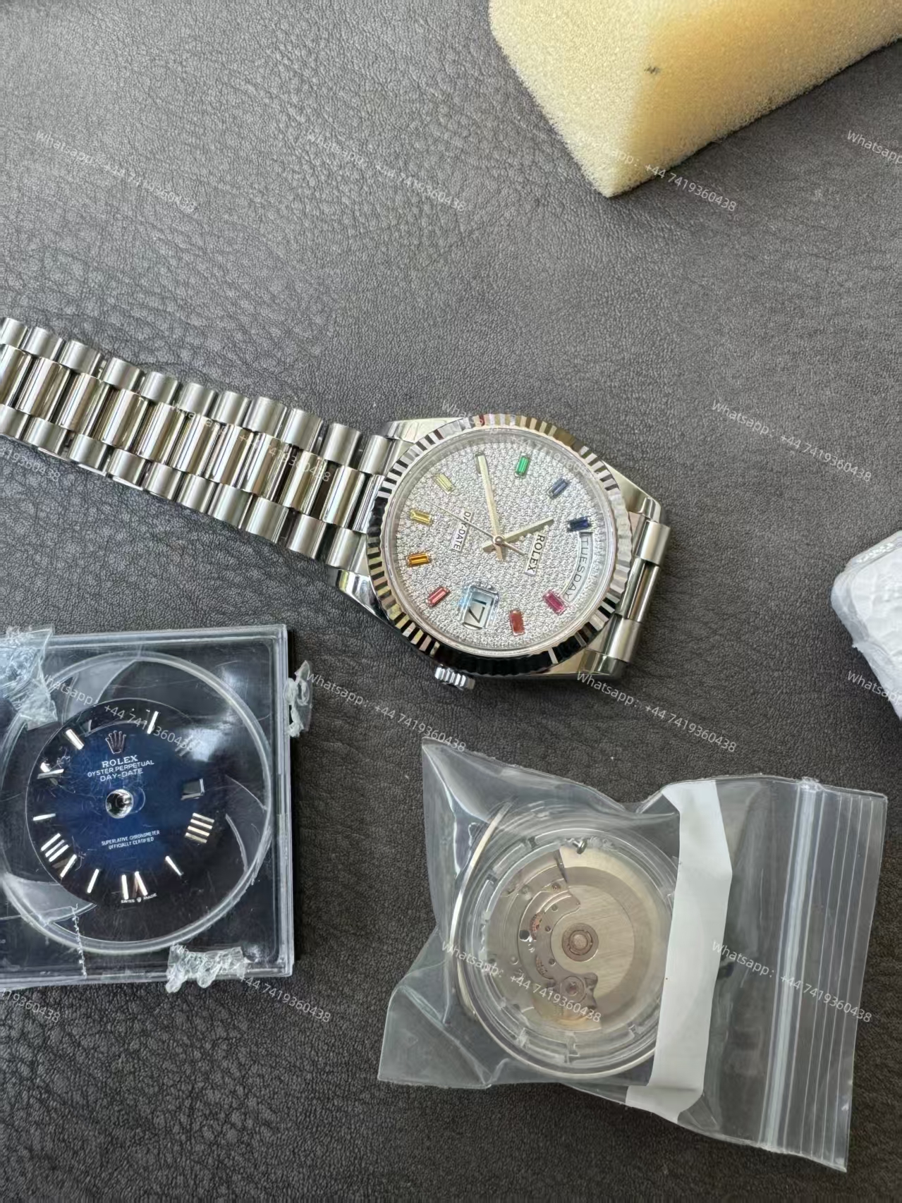 Rolex Day-Date m128239-0019 Moissanite Rainbow Diamond Dial Presidential bracelet 3255 Movement (36mm) Best Super Clone