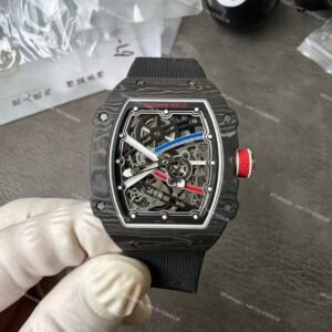 Super Clone Richard Mille RM67-02 Carbon TPT Skeleton Tourbillon 1:1 Replica Watch with Black Strap