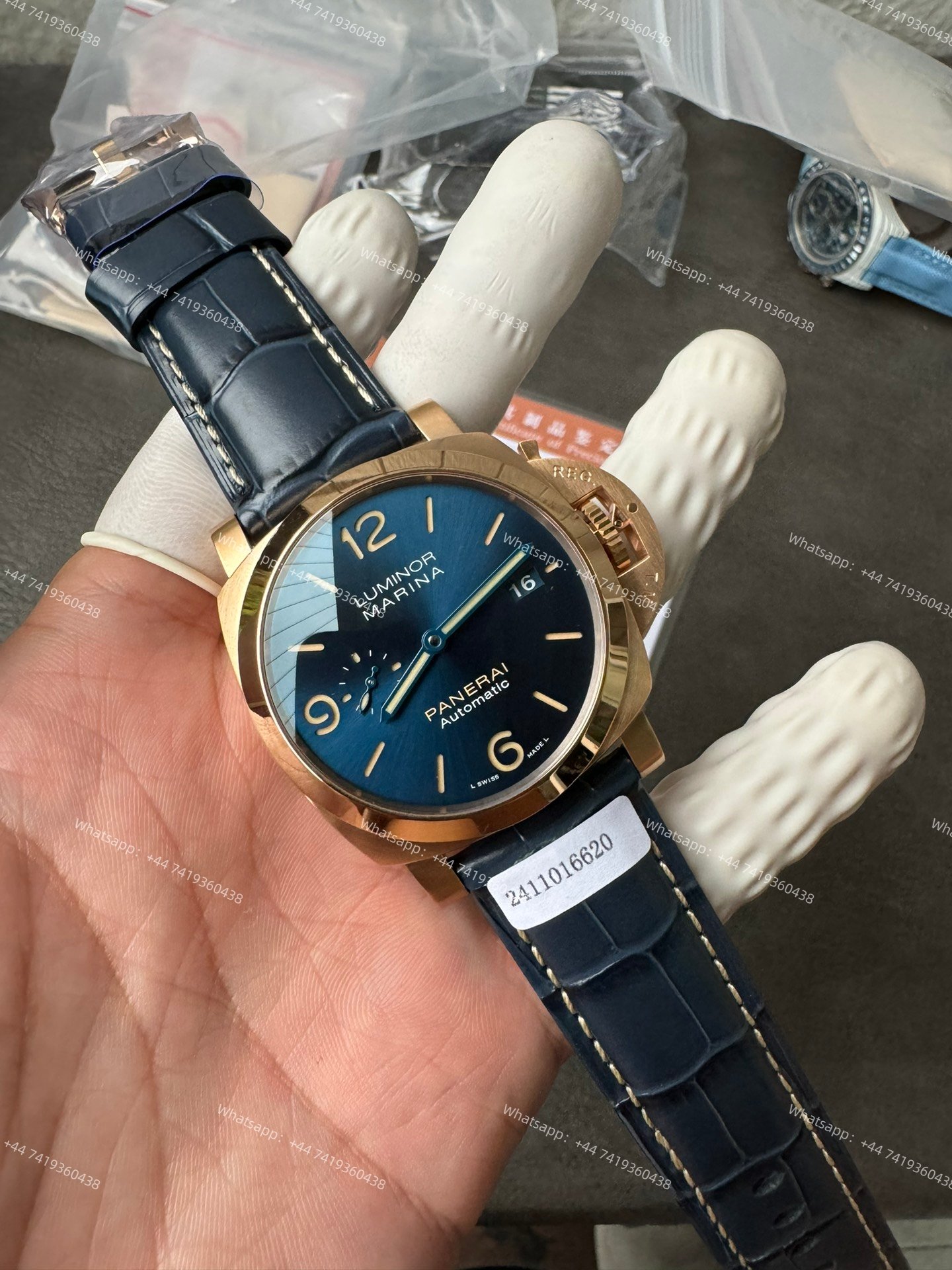Panerai Super Clone Luminor Marina PAM01114 Rose Gold Blue Dial 44MM