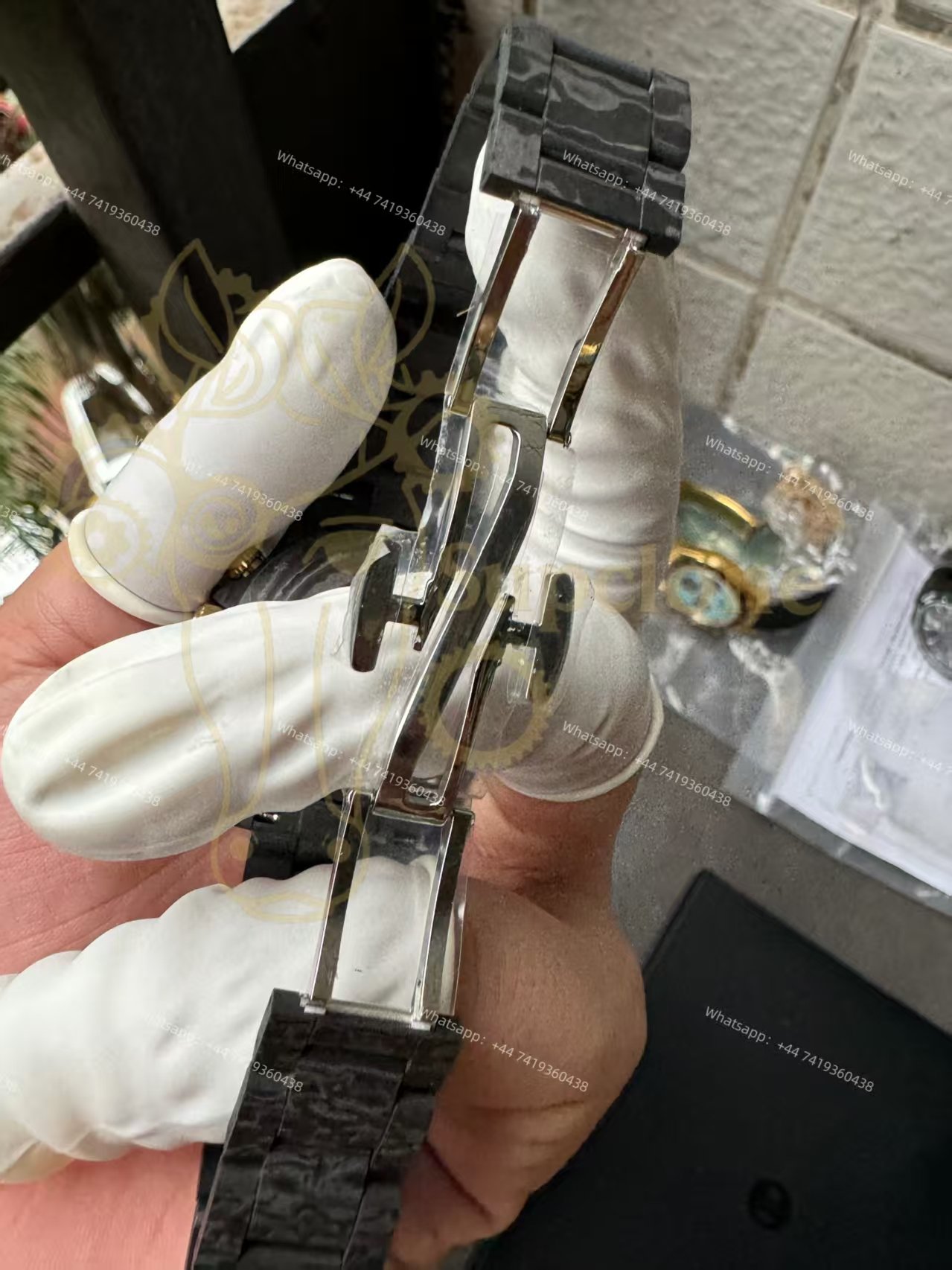 Rolex Super Clone Carbon Fiber Daytona Skeleton Red Accents Gold Pushers