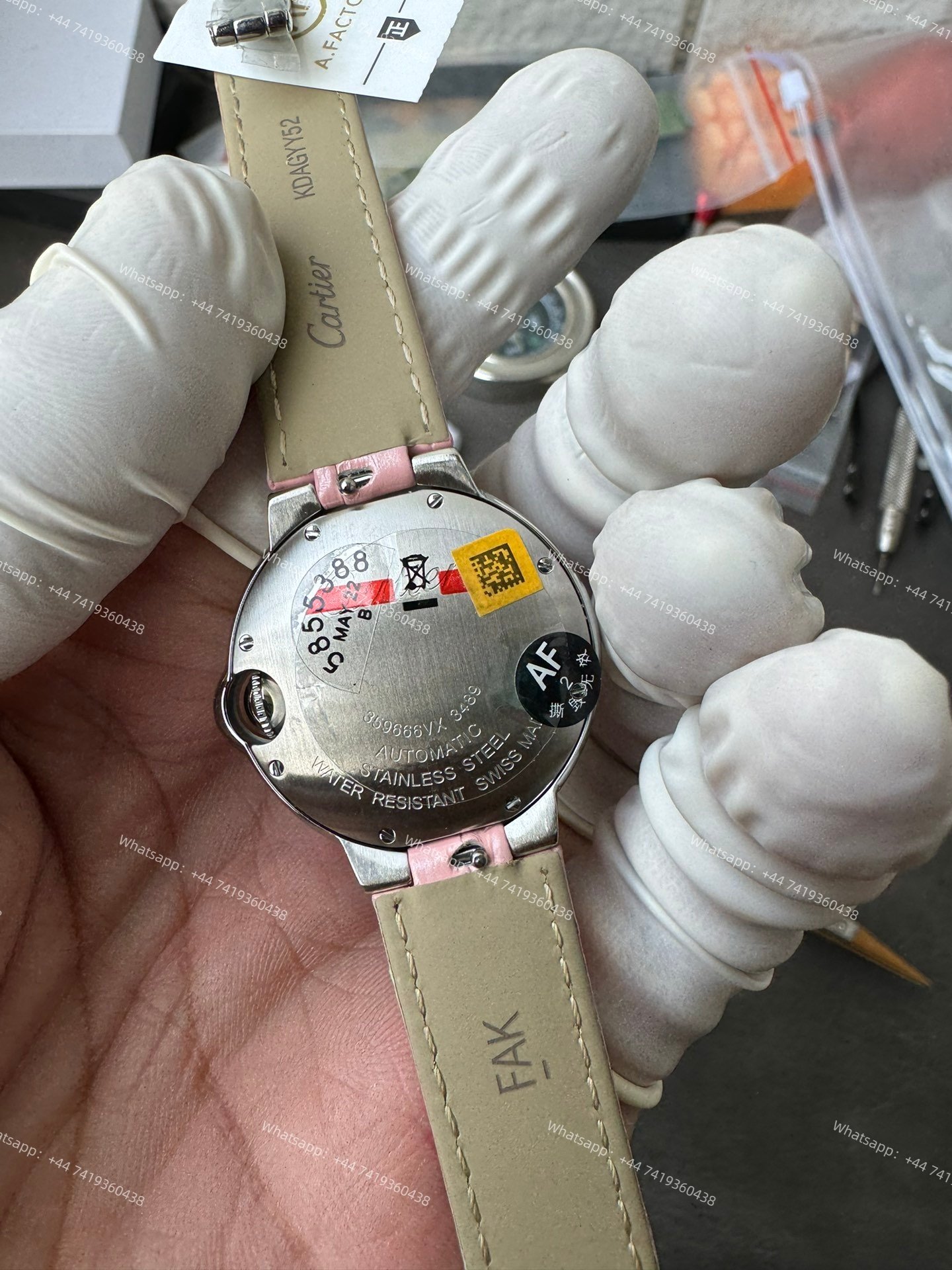 Cartier Super Clone Ballon Bleu Diamond Bezel 33MM Pink Leather Strap