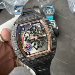 Super Clone Richard Mille RM 055 Carbon TPT Rose Gold Skeleton 1:1 Replica Watch