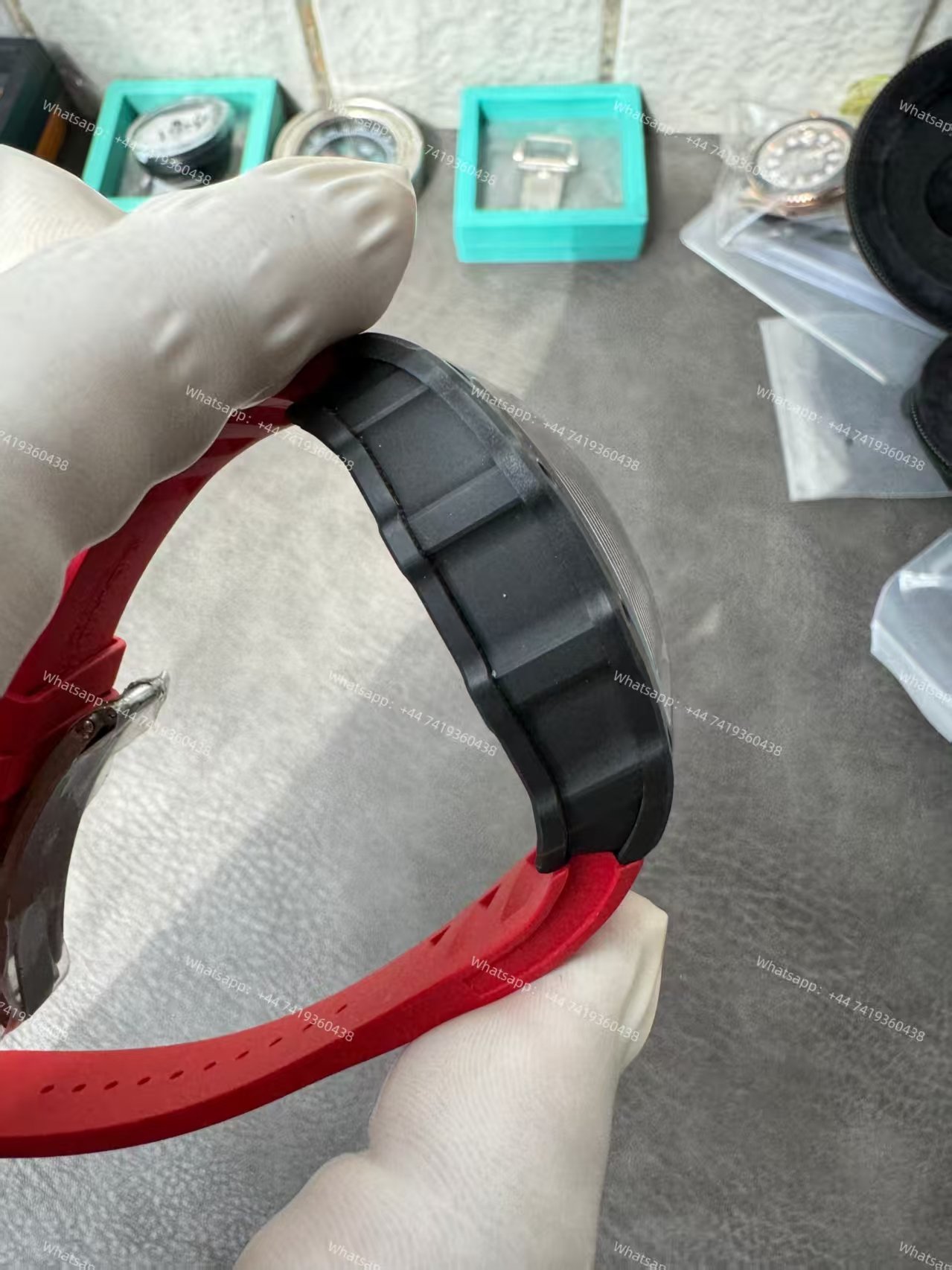 Super Clone Richard Mille RM 35-01 Carbon TPT Skeleton Red Rubber Strap 1:1 Replica Watch