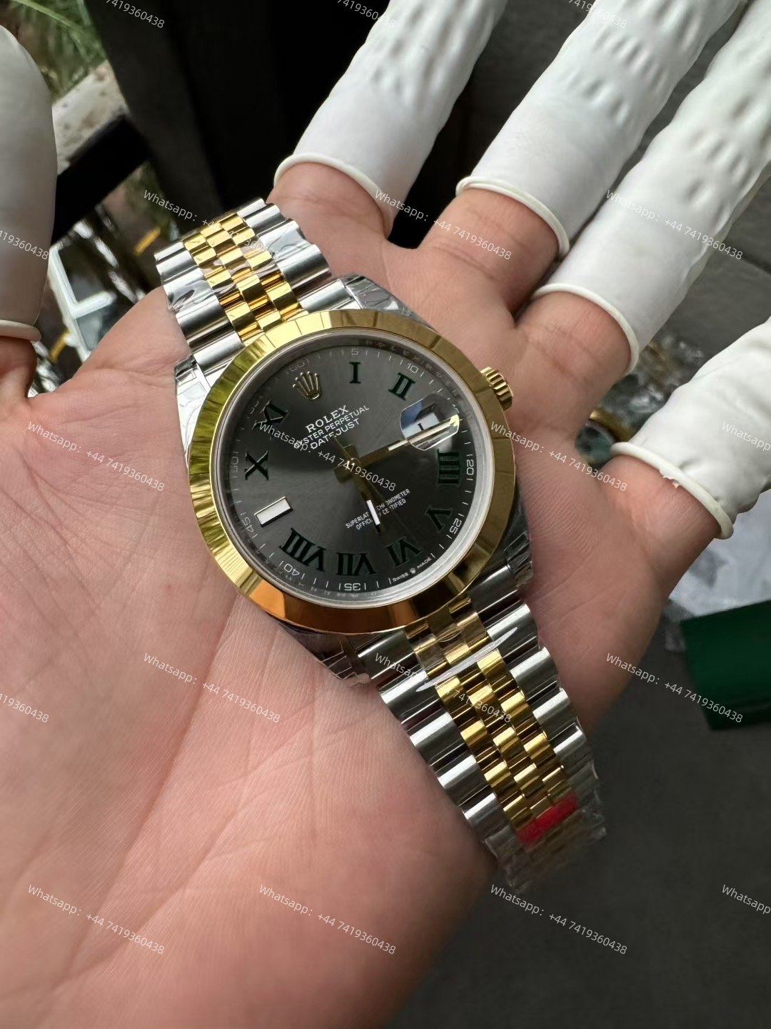 Rolex Datejust M126303-0020 1:1 Replica Oystersteel & Yellow Gold Green Roman Dial Jubilee 41MM 3235 Movement Super Clone Watch