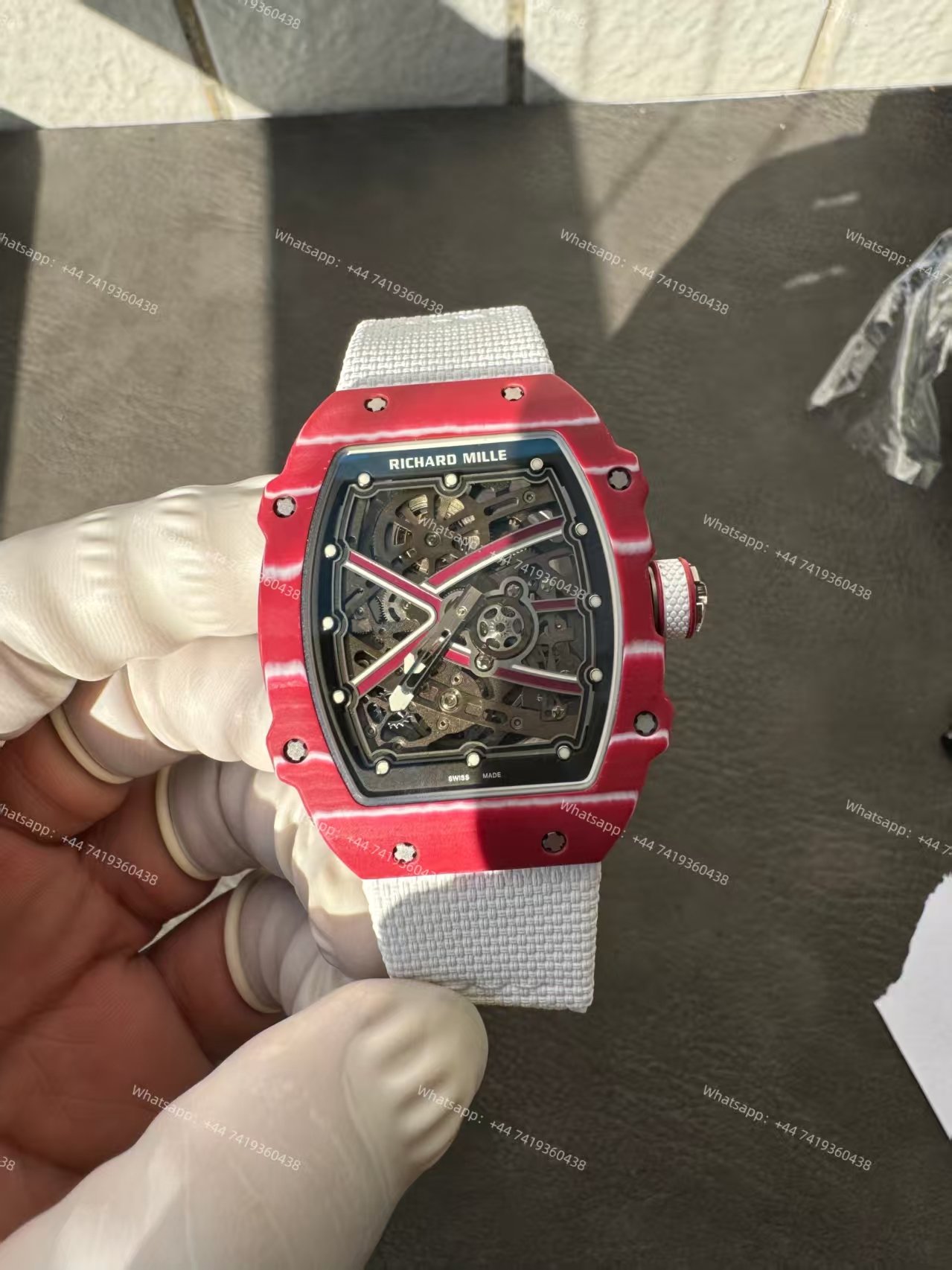 Super Clone Richard Mille RM67-02 “Mutaz Barshim” Quartz TPT Skeleton Tourbillon 1:1 Replica Watch with White Strap