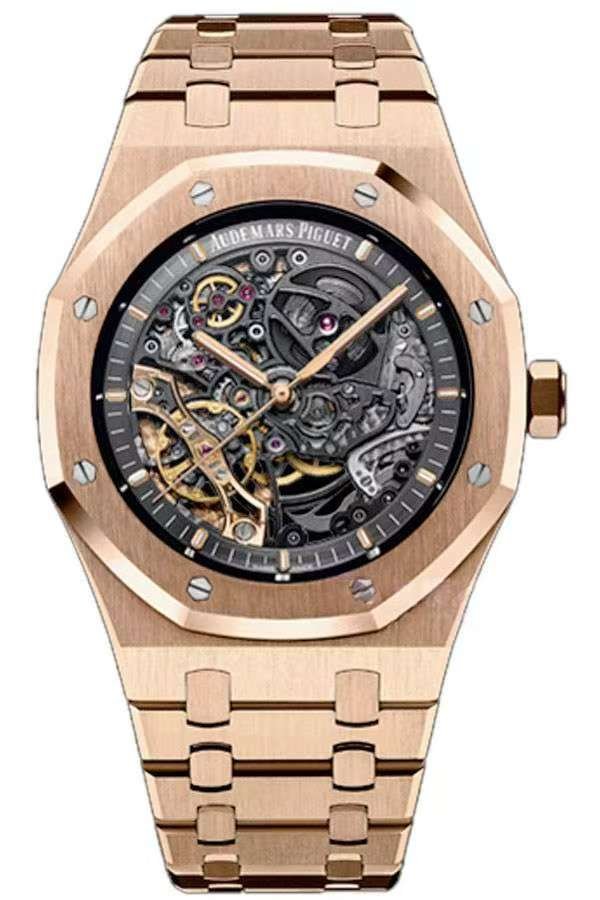 Audemars Piguet Super Clone Royal Oak 15407 Rose Gold Skeleton Dial  41MM