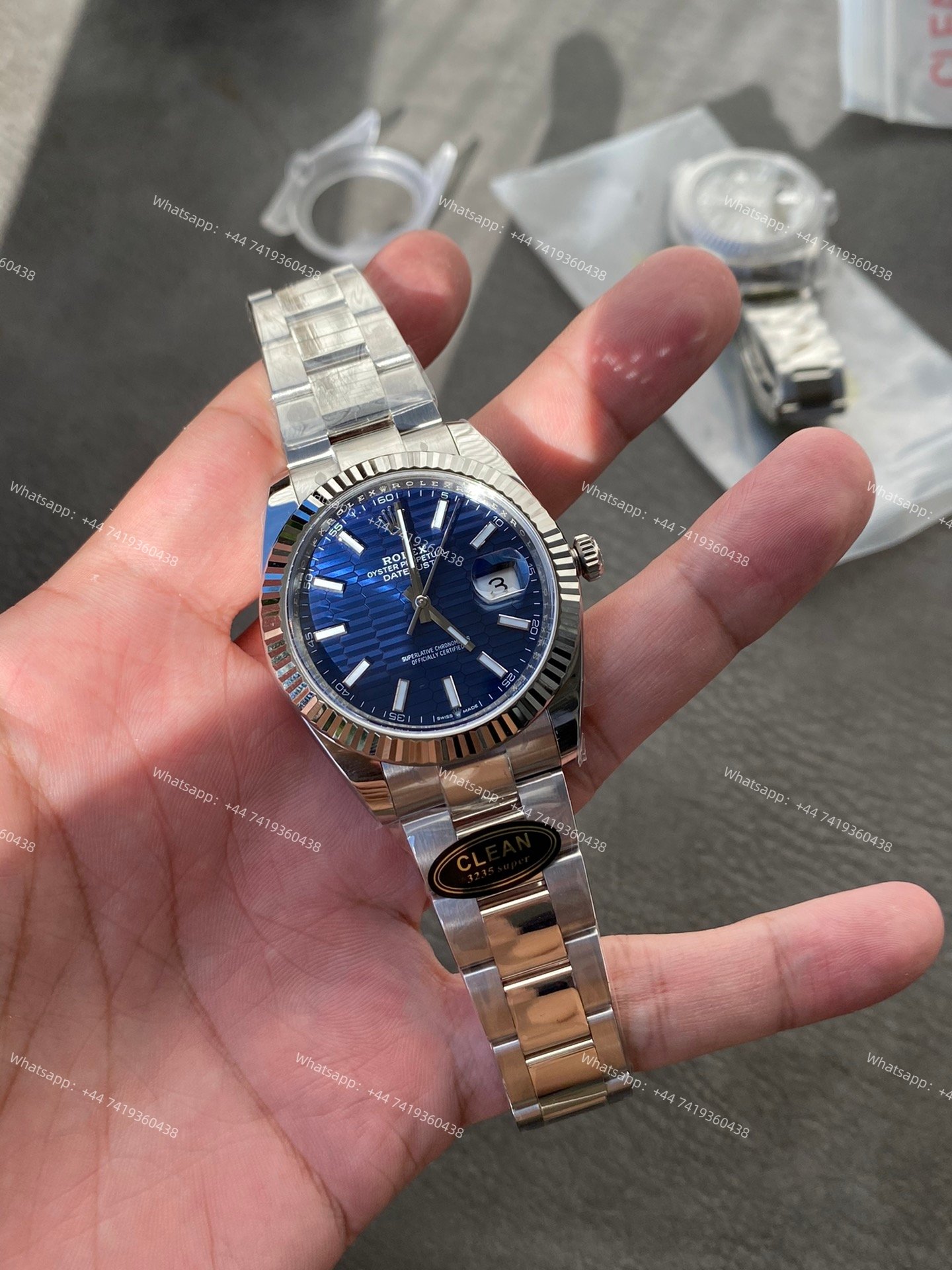 Rolex Datejust M126334-0031 1:1 Replica Water Ripple Blue Dial Oyster 41MM 3235 Movement Super Clone Watch