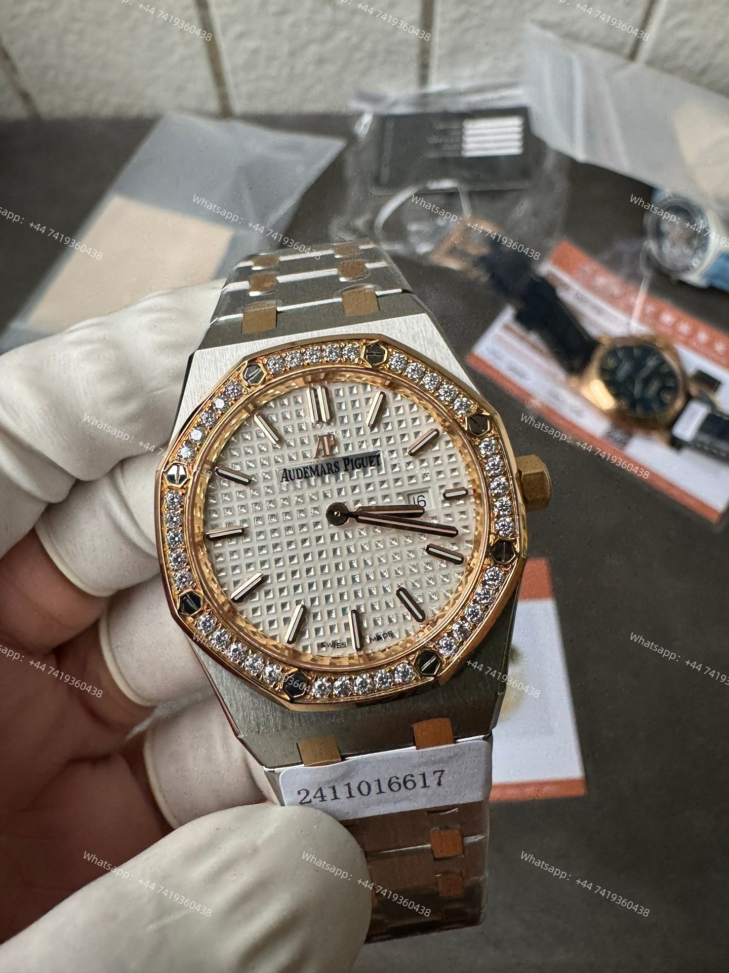 Audemars Piguet Super Clone Royal Oak 67651SR Rose Gold Diamond Bezel White Dial 33MM