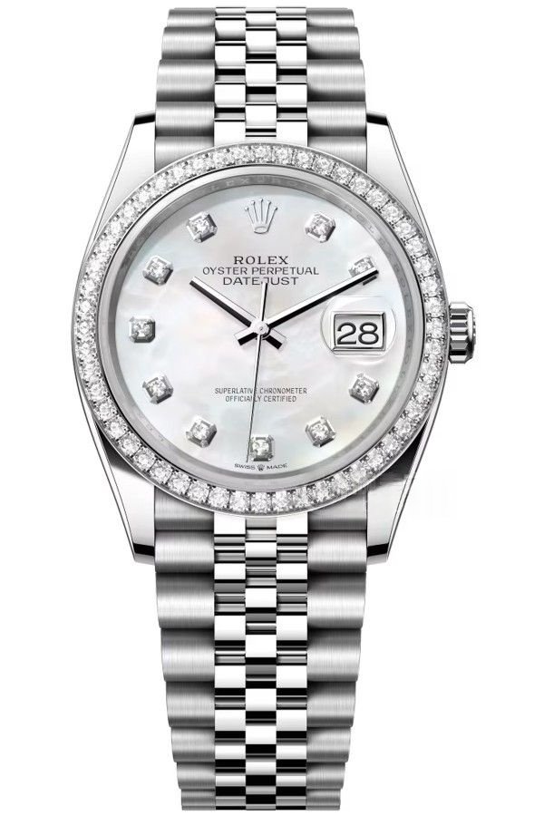 Rolex Datejust M126284RBR-0011 1:1 Replica Mother of Pearl Diamond Dial Jubilee 36MM 3235 Movement Super Clone Watch