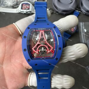 Super Clone Richard Mille RM52-03 Blue Ceramic Paris Saint-Germain Skeleton Tourbillon 1:1 Replica Watch