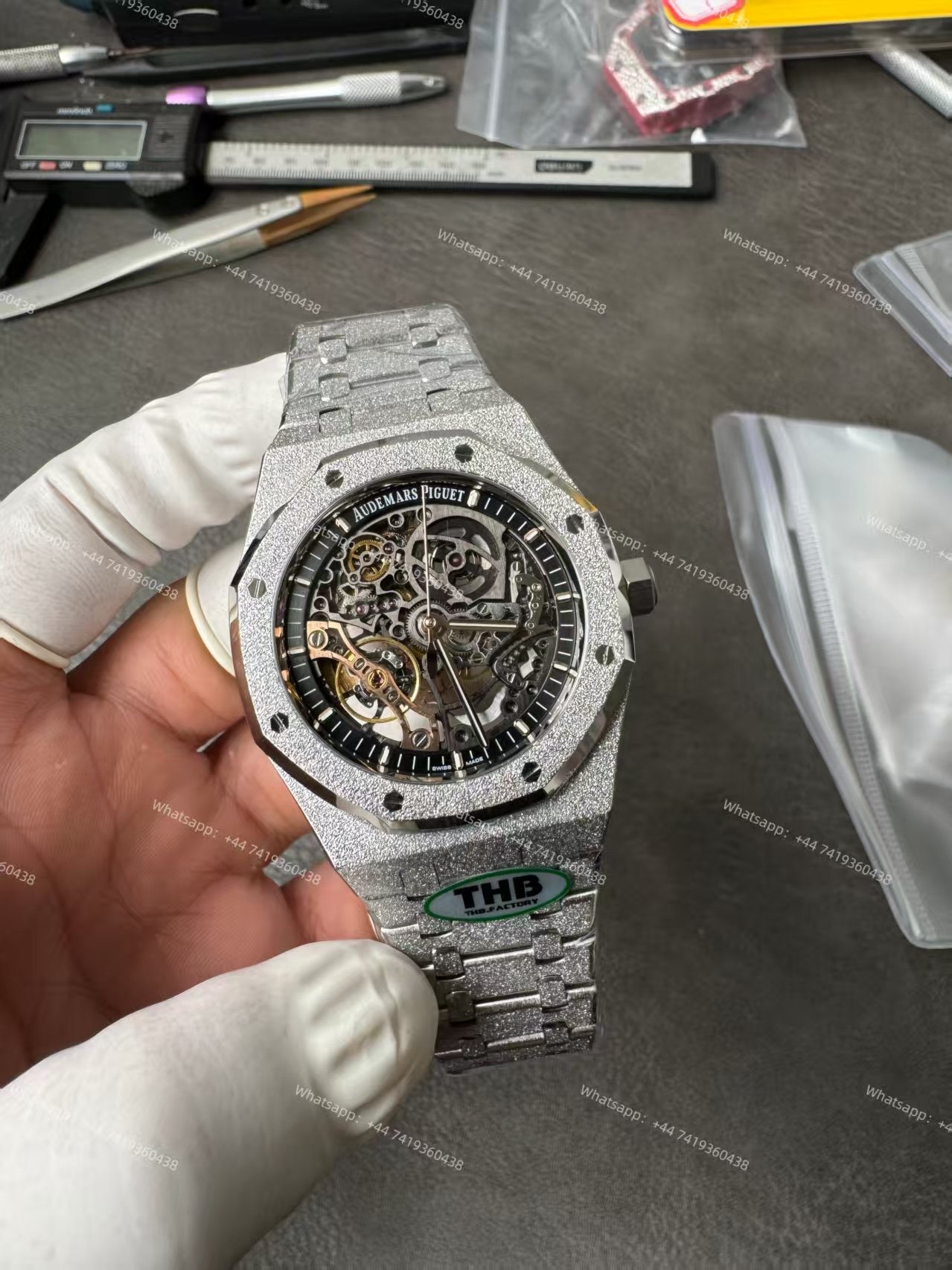 Audemars Piguet Super Clone Royal Oak 15407 Frosted Gold Skeleton Dial 41MM