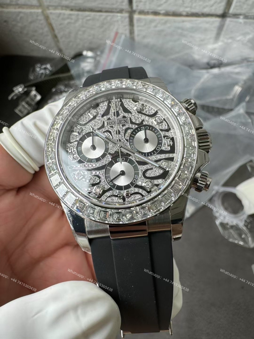 Rolex Daytona 116589TBR 1:1 Replica – 18K Platinum-Plated Eye of the Tiger Diamond Dial Super Clone 4130