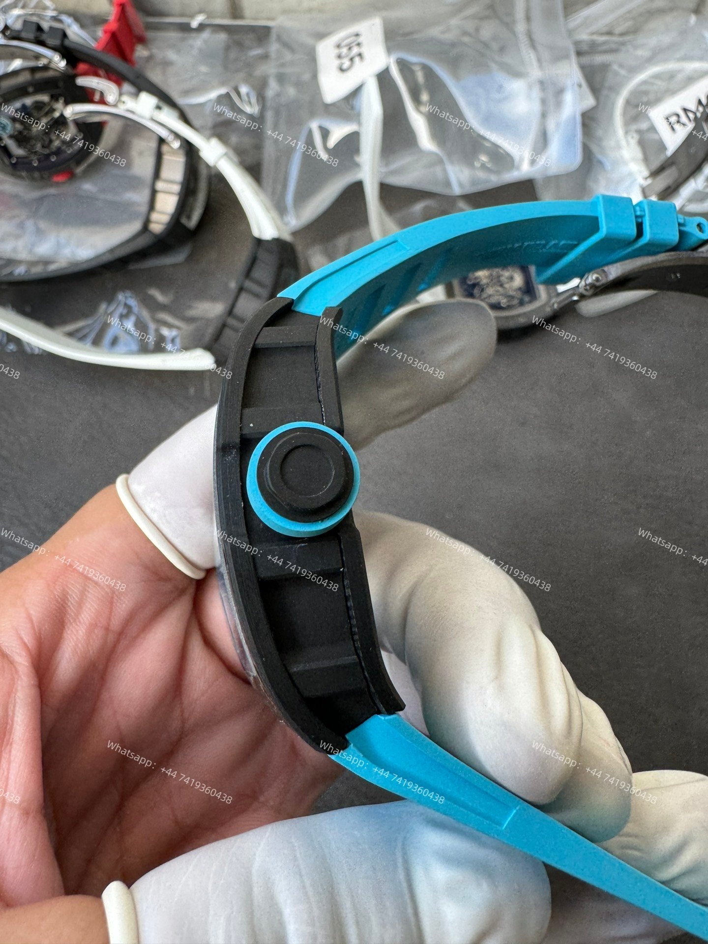 Super Clone Richard Mille RM 055 Carbon TPT Blue Rubber Strap 1:1 Replica Watch