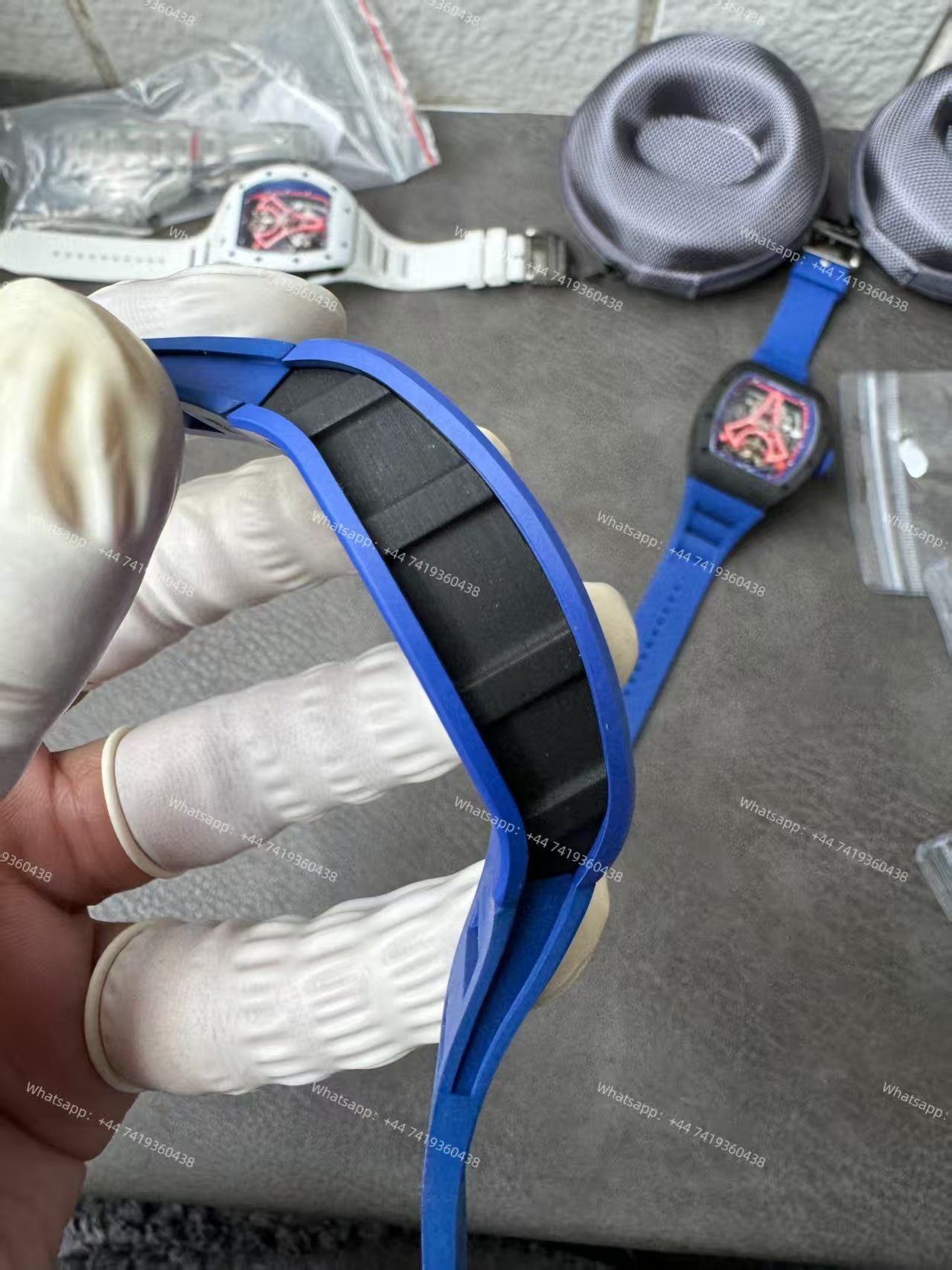 Super Clone Richard Mille RM52-03 Blue Ceramic Paris Saint-Germain Skeleton Tourbillon 1:1 Replica Watch