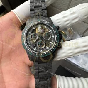 Rolex Super Clone Carbon Fiber Daytona Teal Green Accents Full Carbon Bracelet