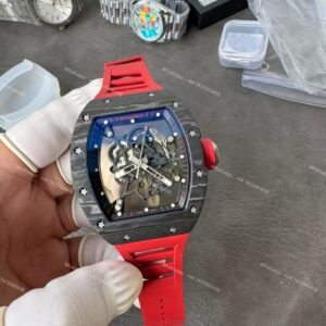 Richard Mille RM 055 Carbon TPT Skeleton Vaucher Free-Sprung Movement Red Rubber Strap Custom Super Clone