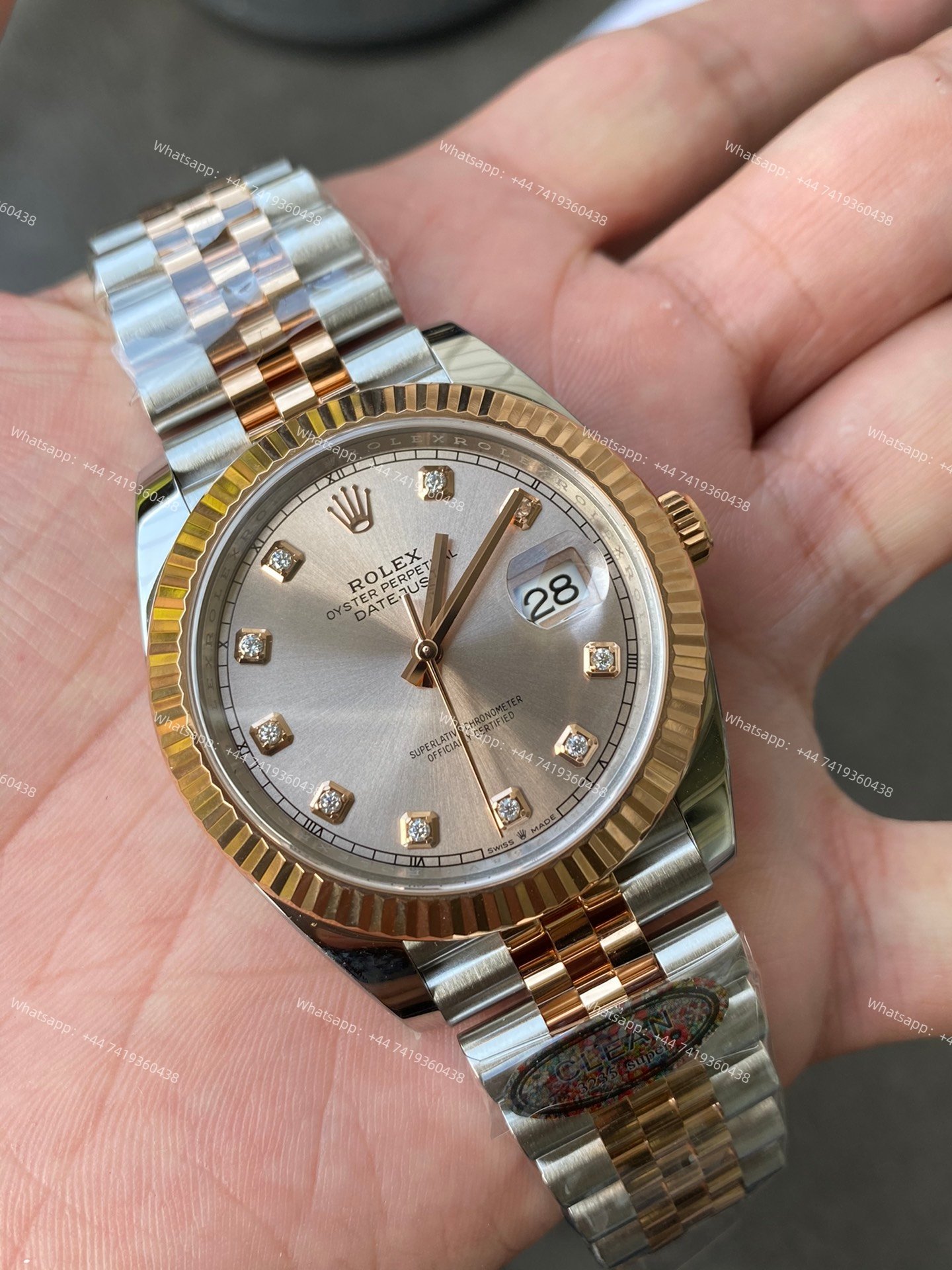Rolex Datejust M126331-0008 1:1 Replica Rose Gold Diamond Dial Jubilee 41MM 3235 Movement Super Clone Watch