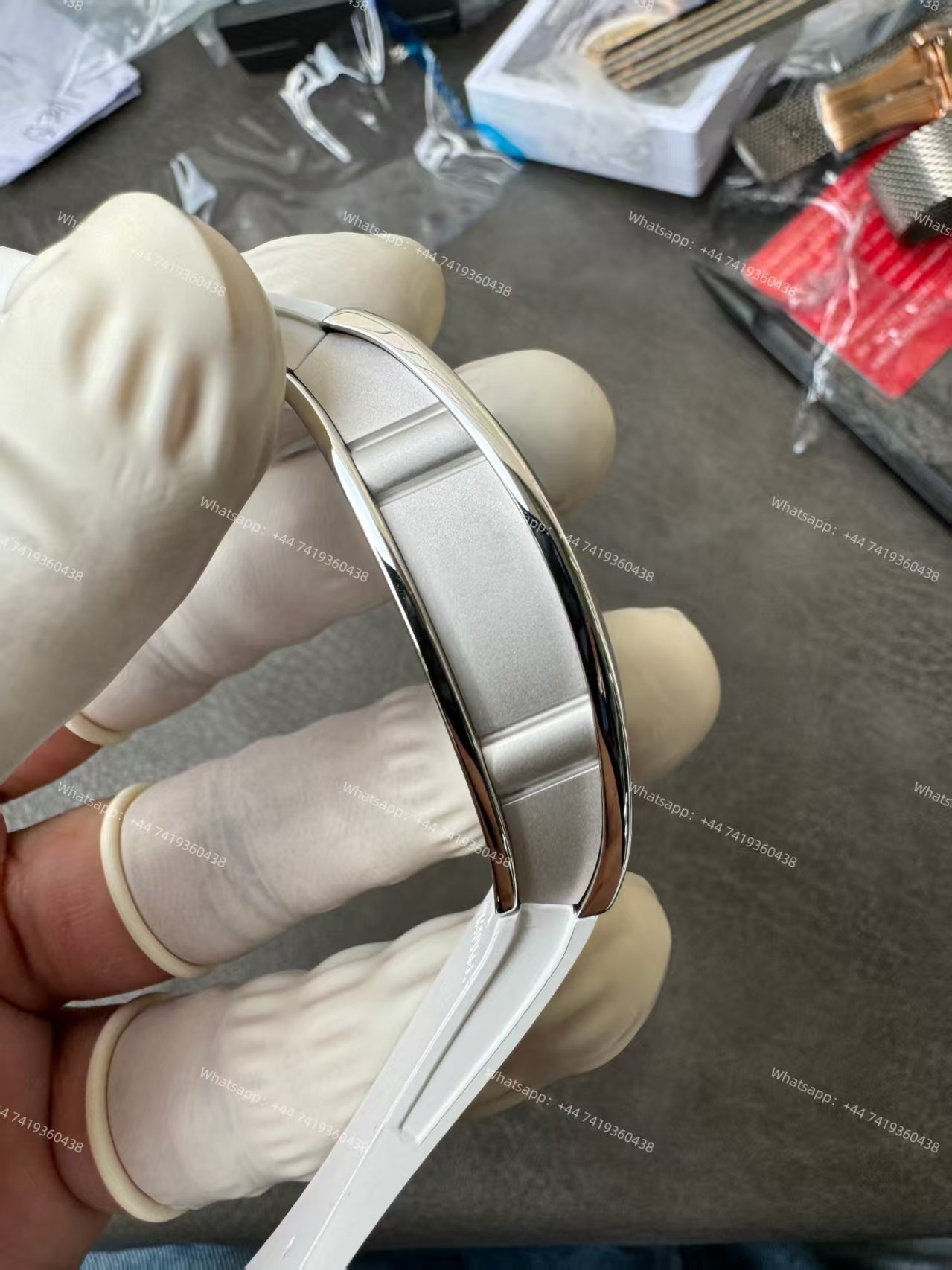 Super Clone Richard Mille RM 07 Full Diamond 1:1 Replica Watch with White Rubber Strap