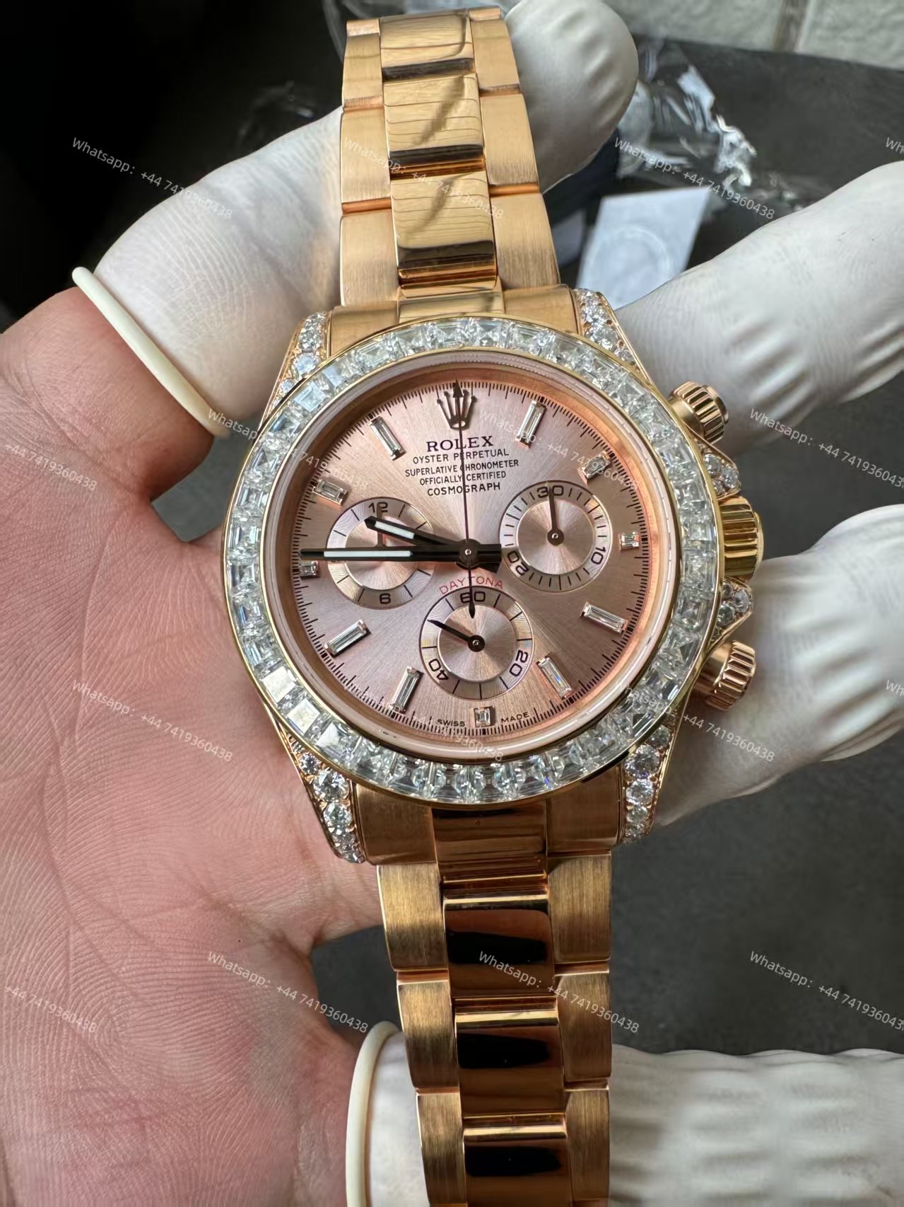 Rolex Super Clone Daytona 126595TBR 1:1 Replica Watch – 18K Rose Gold Diamond Beze 4131 movement