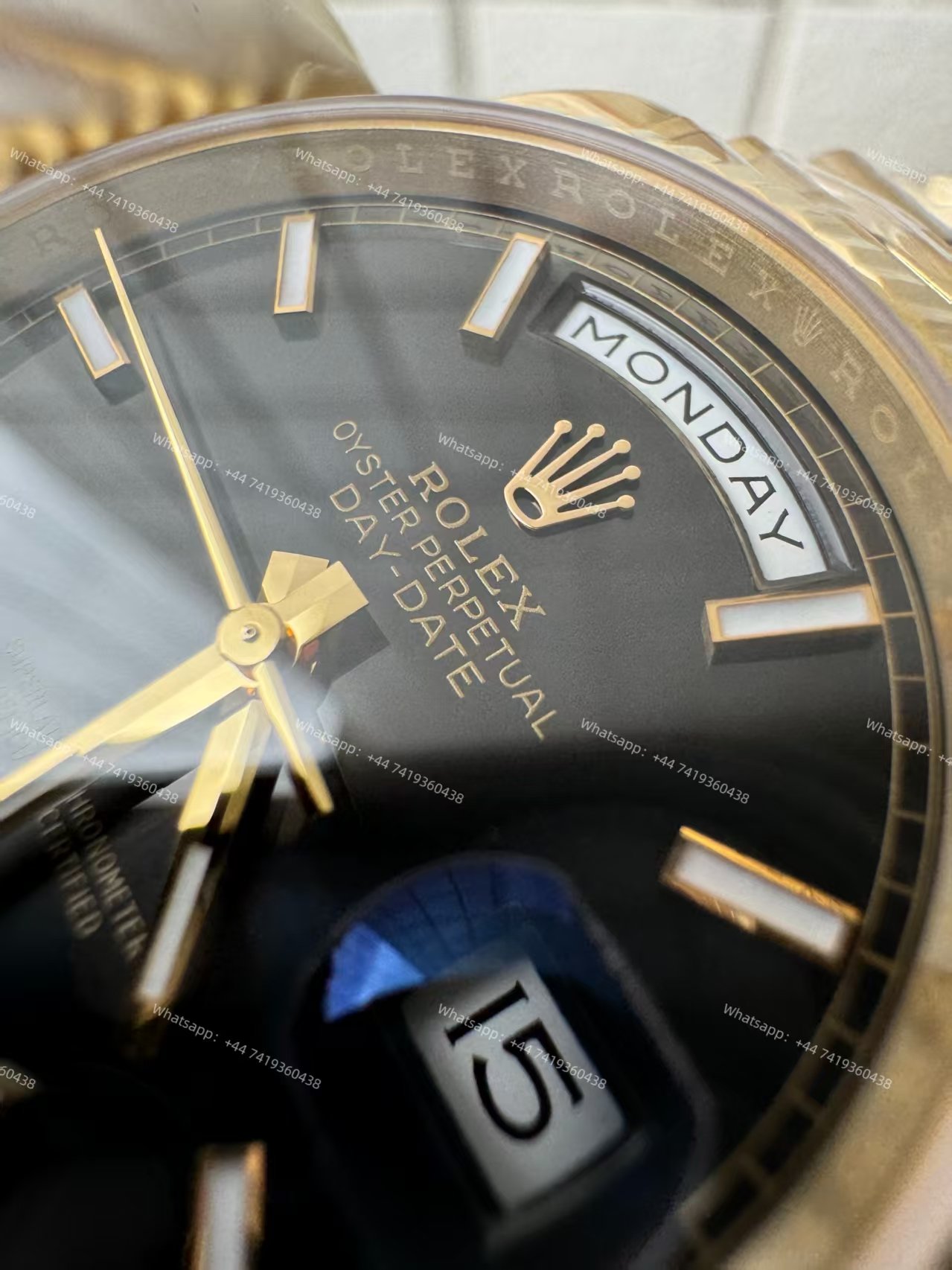 Rolex Day-Date M228238-0067 1:1 Replica Gold Black Dial 40MM 3255 Movement Presidential Bracelet Super Clone Watch