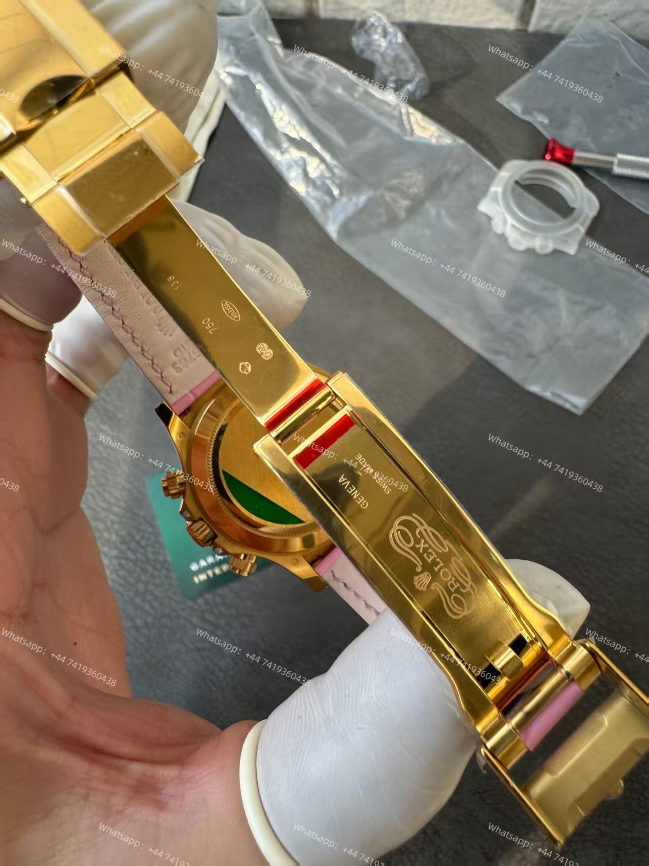 Rolex Daytona 126538TRO Pink Dial with Diamond Indexes Pink Sapphire Bezel on Pink Leather Strap Best Super Clone