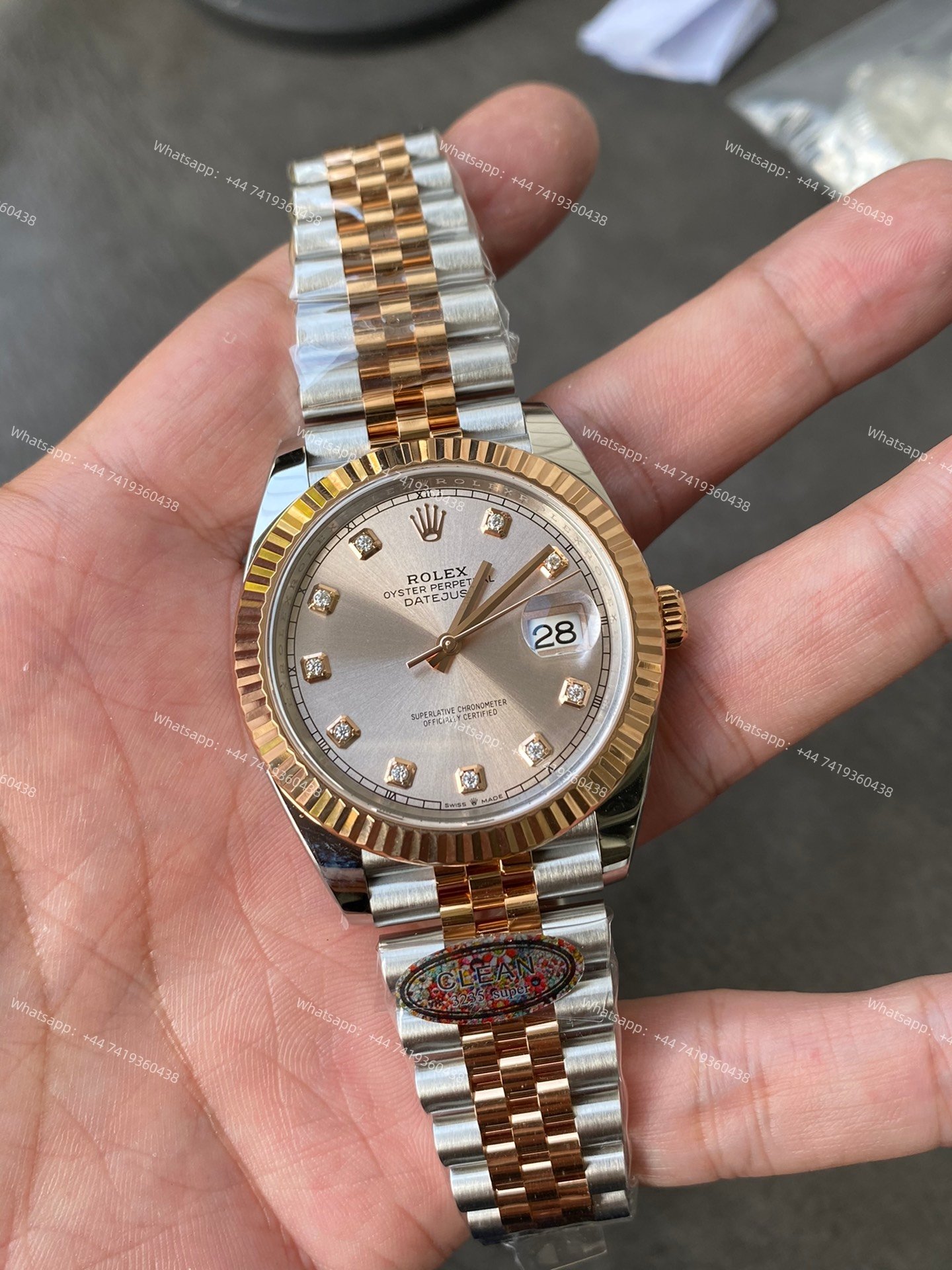 Rolex Datejust M126331-0008 1:1 Replica Rose Gold Diamond Dial Jubilee 41MM 3235 Movement Super Clone Watch