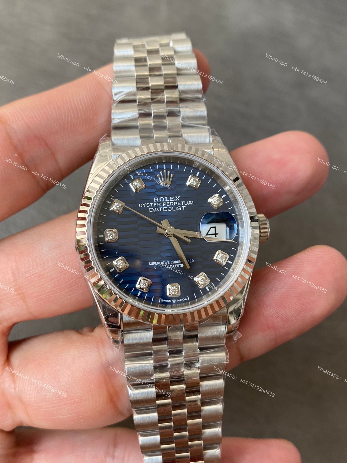 Rolex Datejust M126234-0057 1:1 Replica Water Ripple Diamond Blue Dial Jubilee 36MM 3235 Movement Super Clone Watch