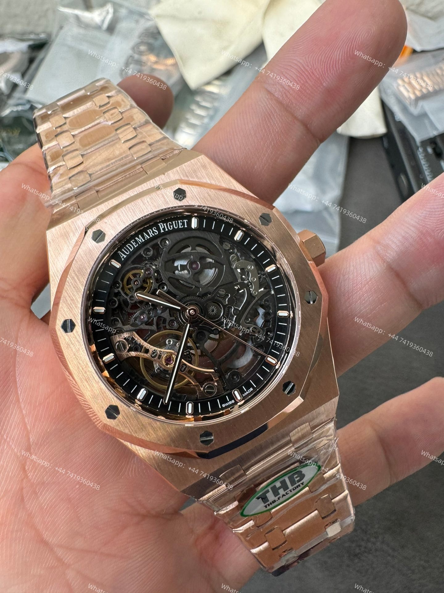 Audemars Piguet Super Clone Royal Oak 15407 Rose Gold Skeleton Dial  41MM