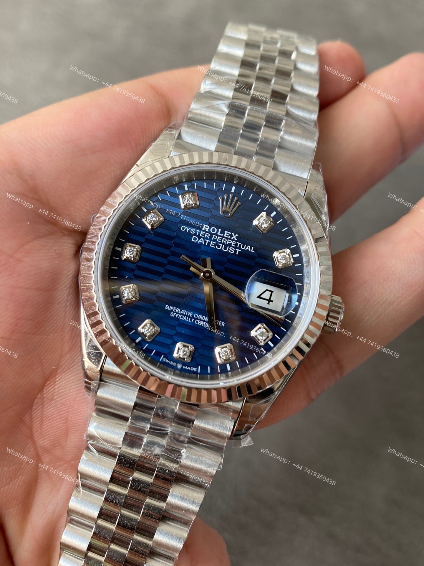 Rolex Datejust M126234-0057 1:1 Replica Water Ripple Diamond Blue Dial Jubilee 36MM 3235 Movement Super Clone Watch