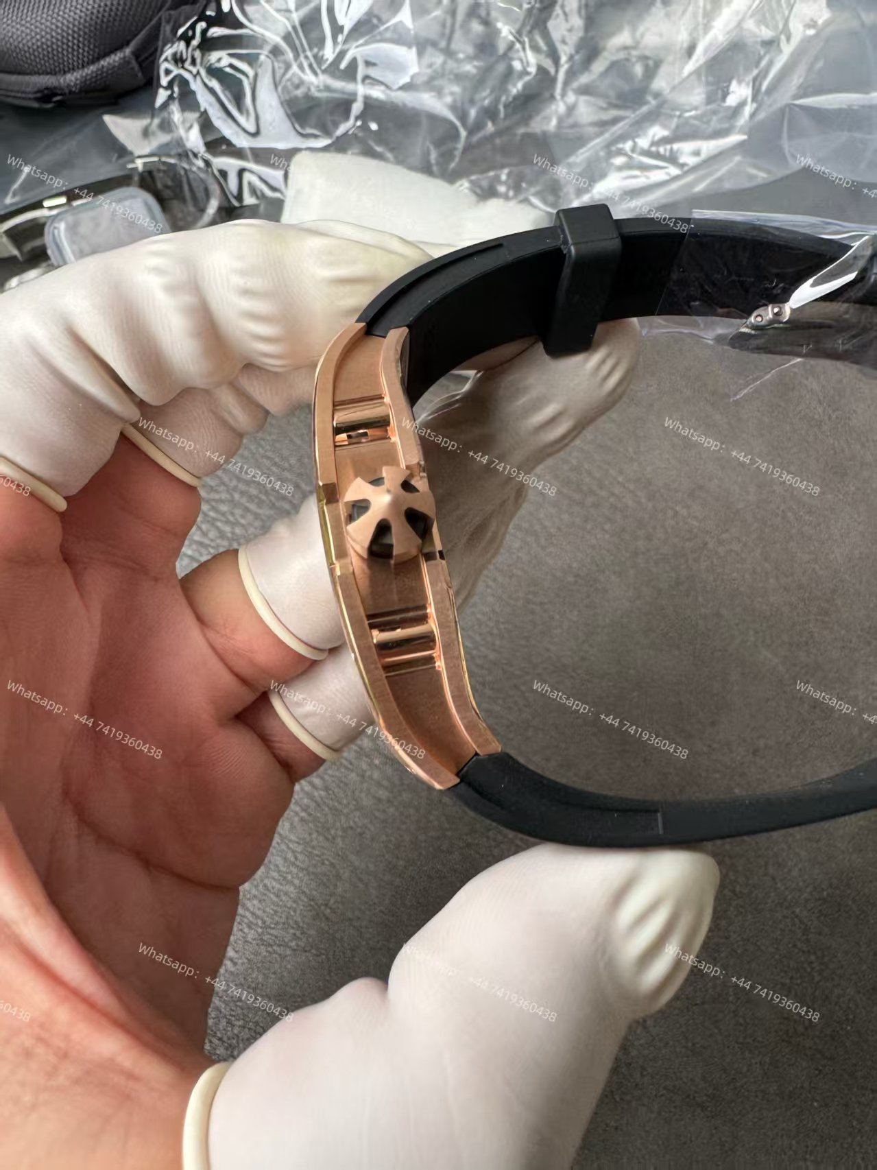 Super Clone Richard Mille RM 67-01 Rose Gold Skeleton Black Rubber Strap