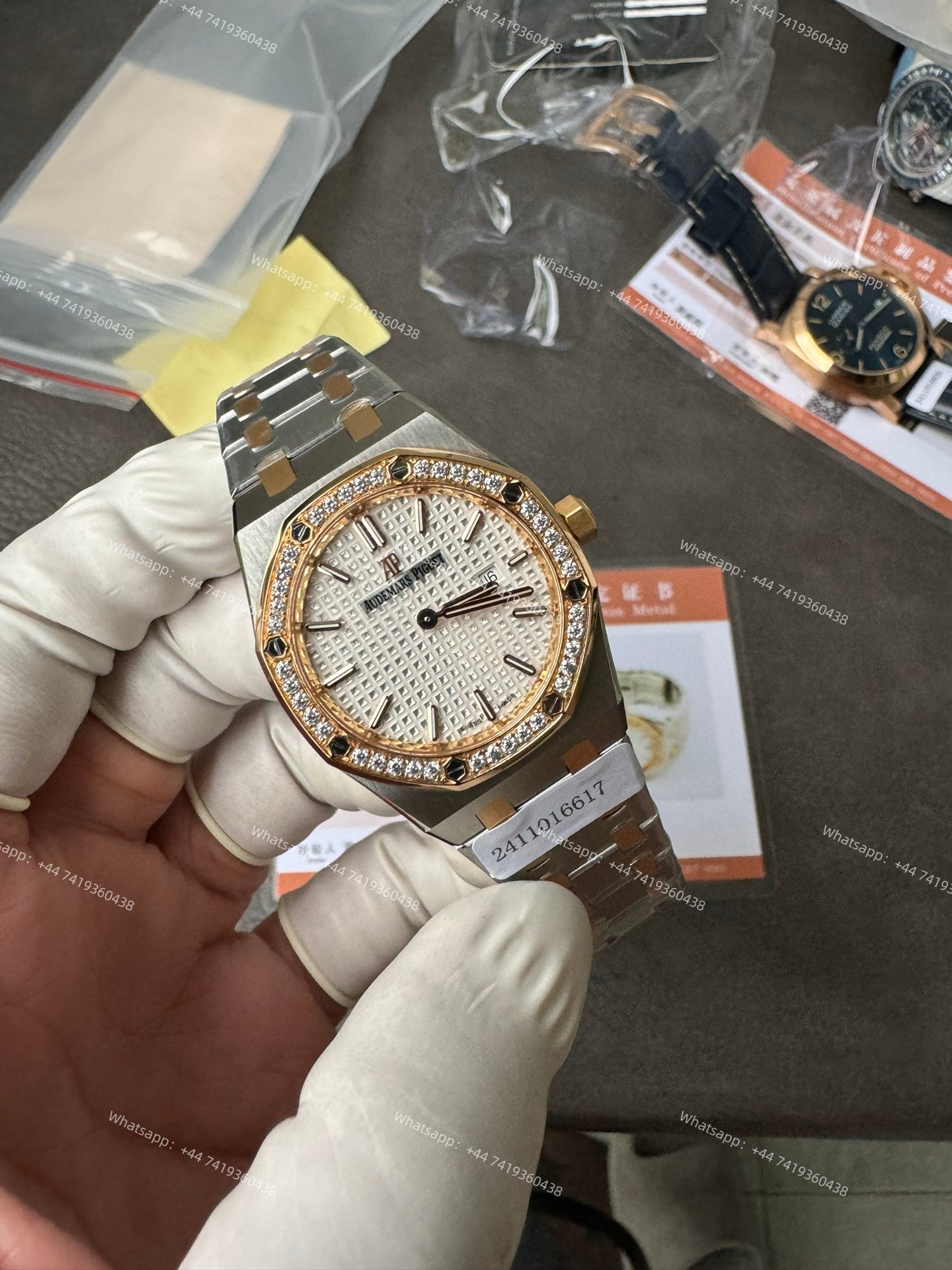 Audemars Piguet Super Clone Royal Oak 67651SR Rose Gold Diamond Bezel White Dial 33MM