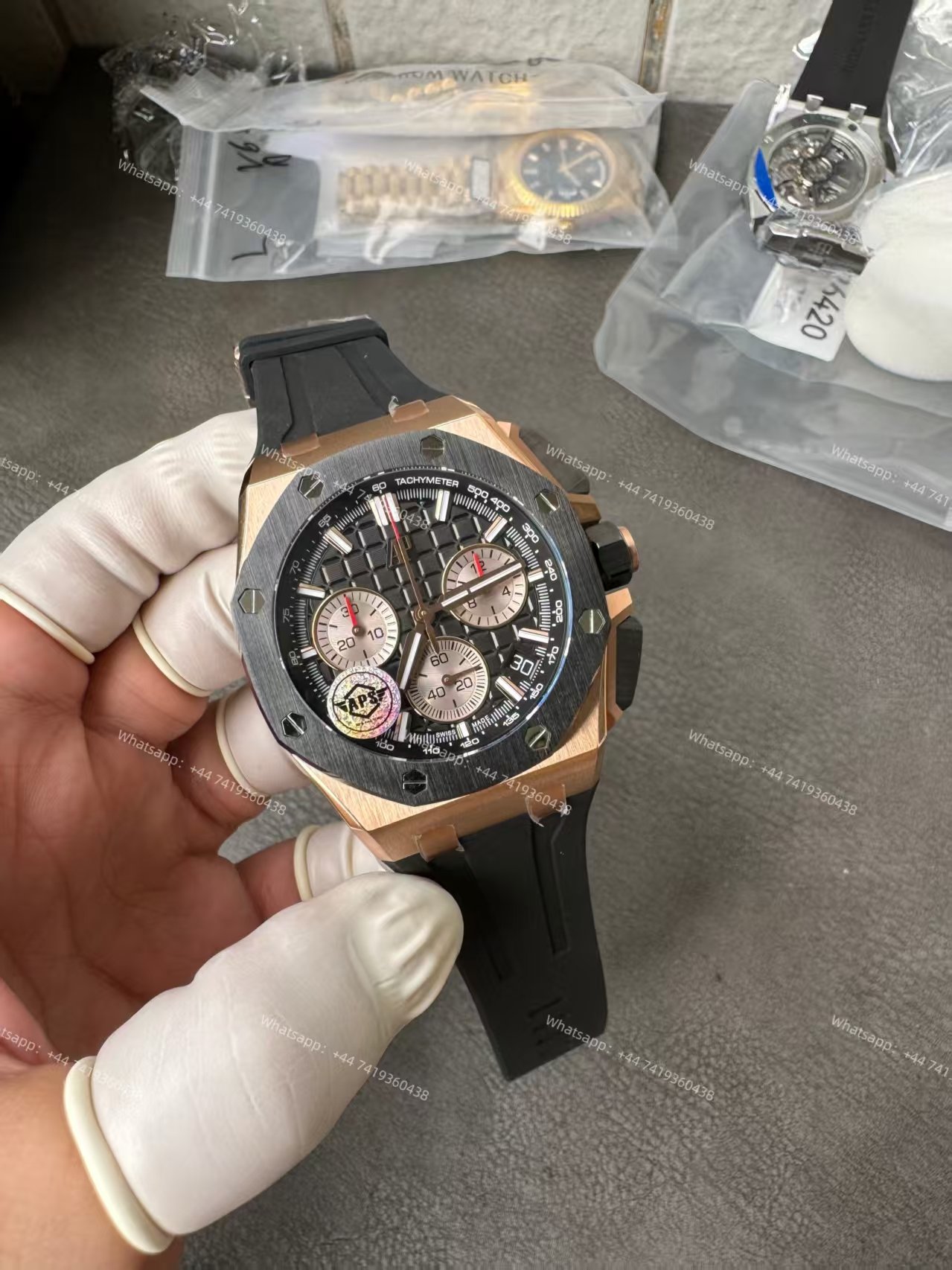 Audemars Piguet Super Clone Royal Oak Offshore Rose Gold 26420 Black Dial Chronograph 43mm