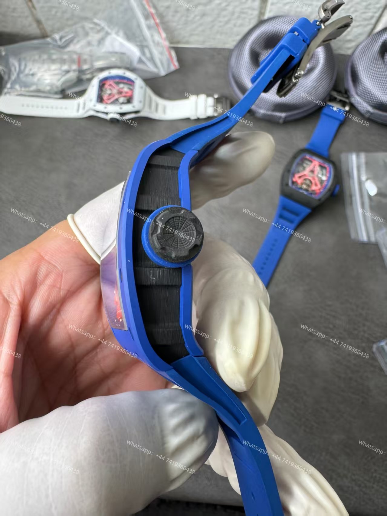 Super Clone Richard Mille RM52-03 Blue Ceramic Paris Saint-Germain Skeleton Tourbillon 1:1 Replica Watch