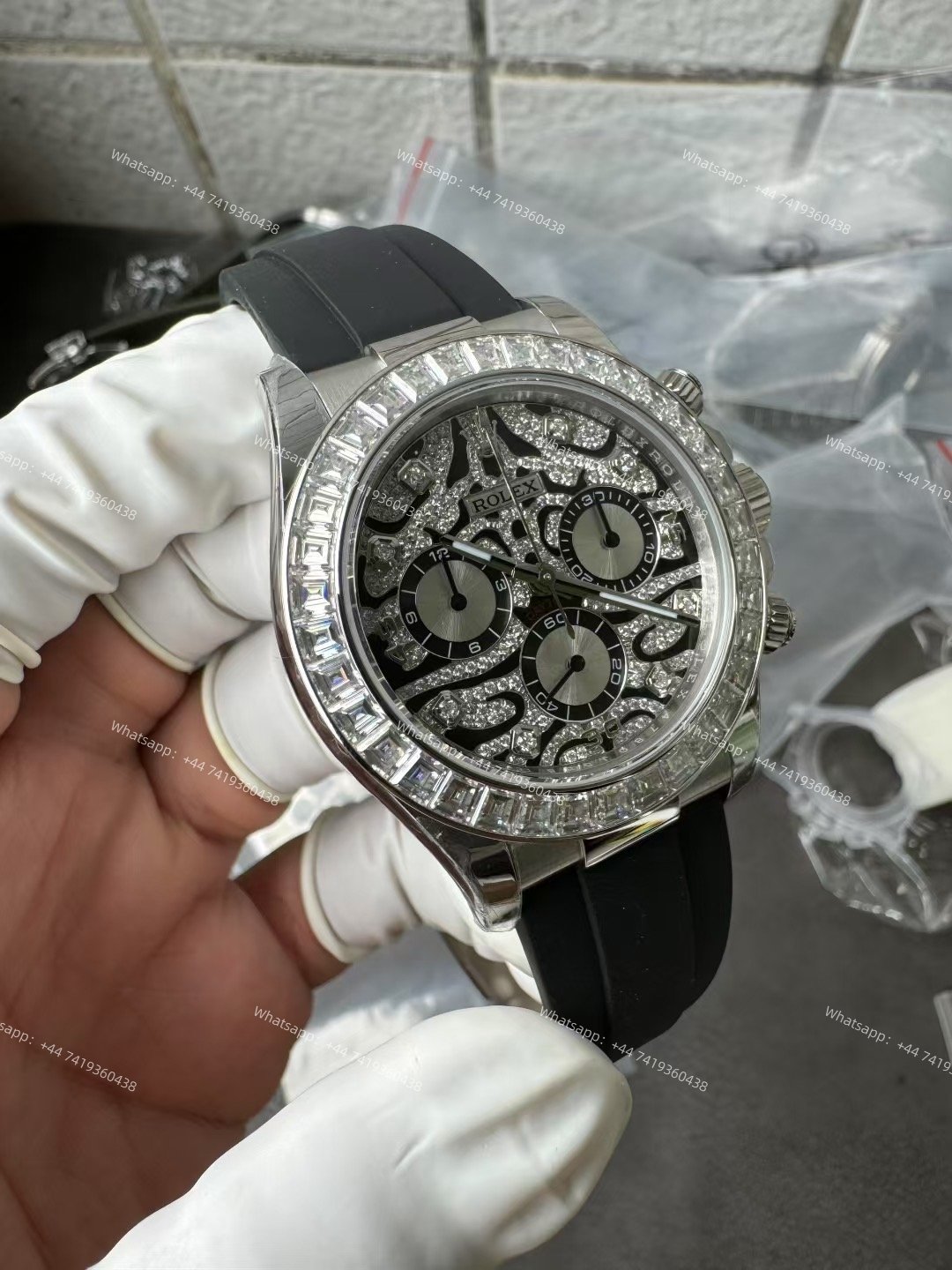 Rolex Daytona 116589TBR 1:1 Replica – 18K Platinum-Plated Eye of the Tiger Diamond Dial Super Clone 4130